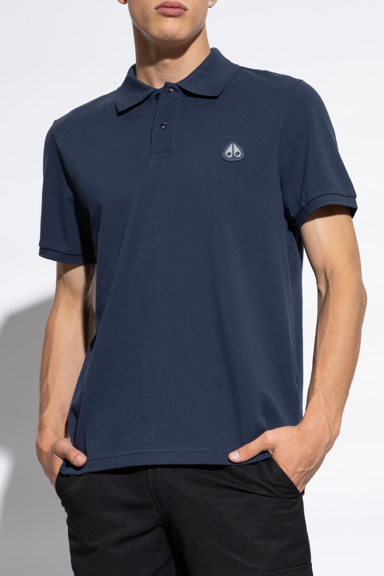 Moose Knuckles Polo With Logo Patch in Blue for Men | Lyst