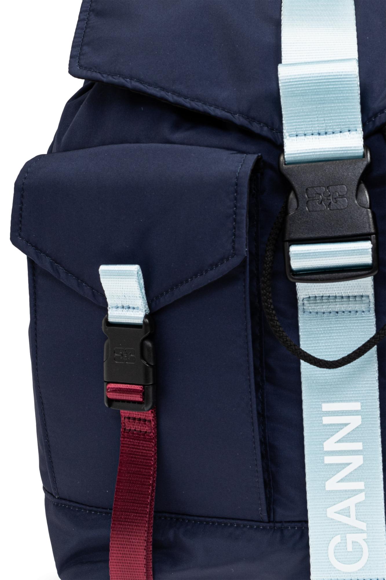 Ganni Backpack With Logo in Blue | Lyst