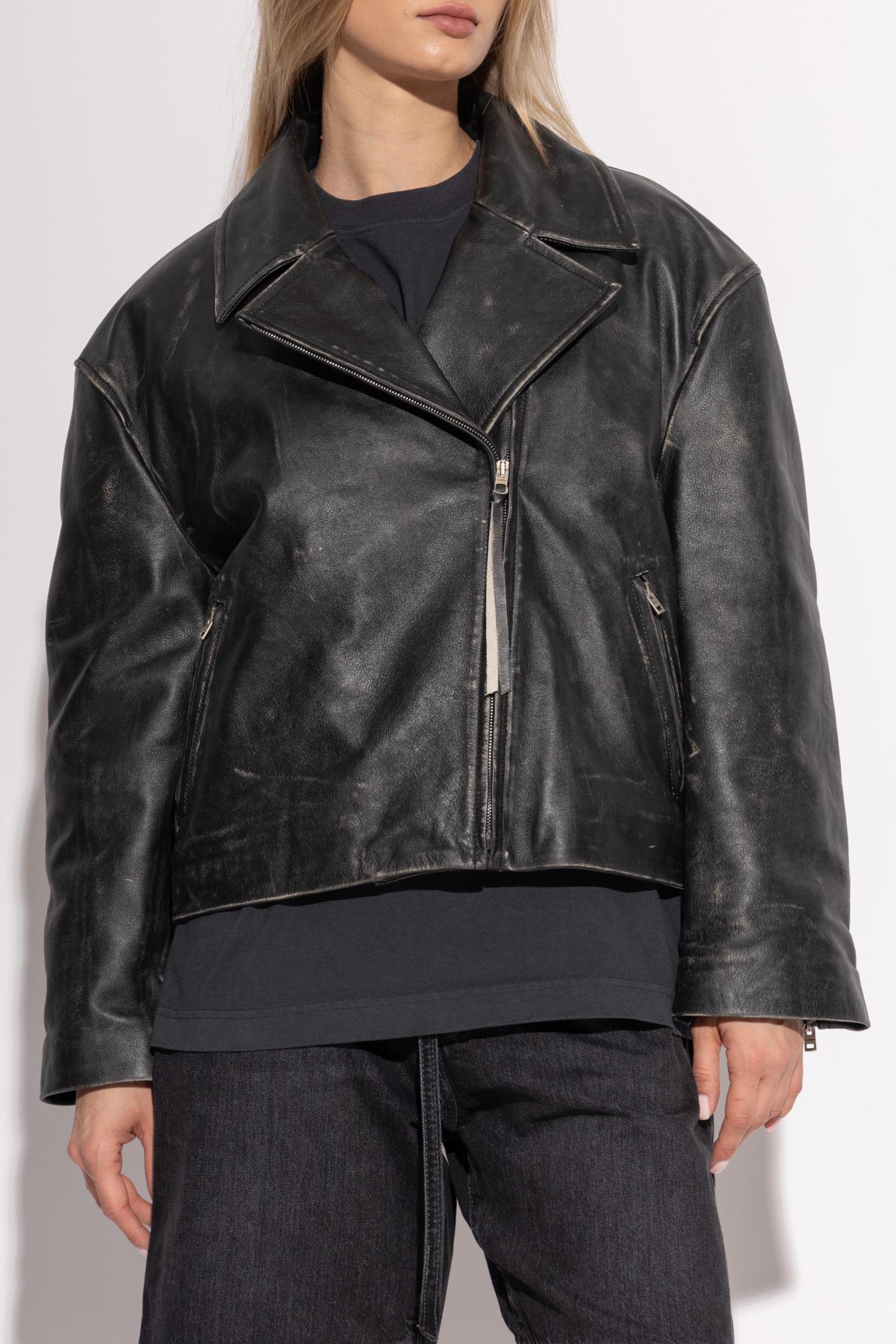 Black leather jacket vintage discount