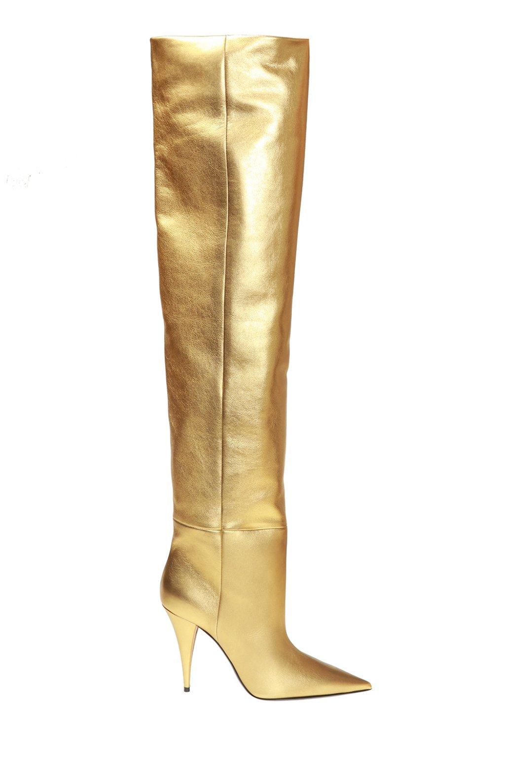 Saint Laurent 'kiki' Leather Boots Gold in Metallic | Lyst