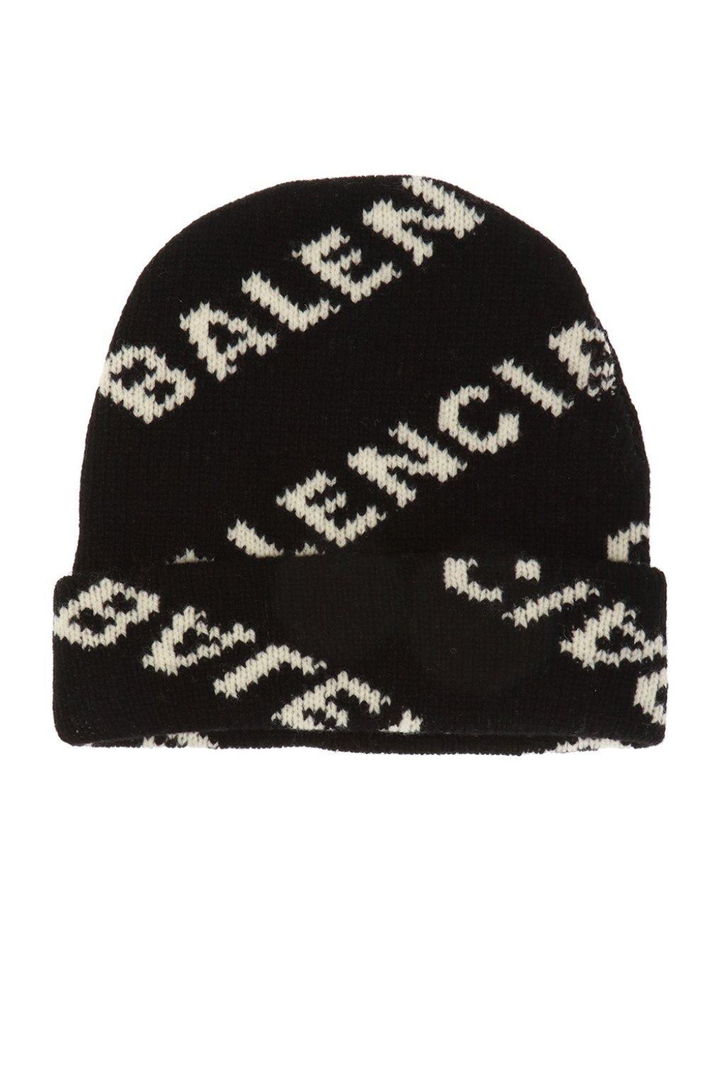 Balenciaga Wool Hat With Logo in Black - Lyst