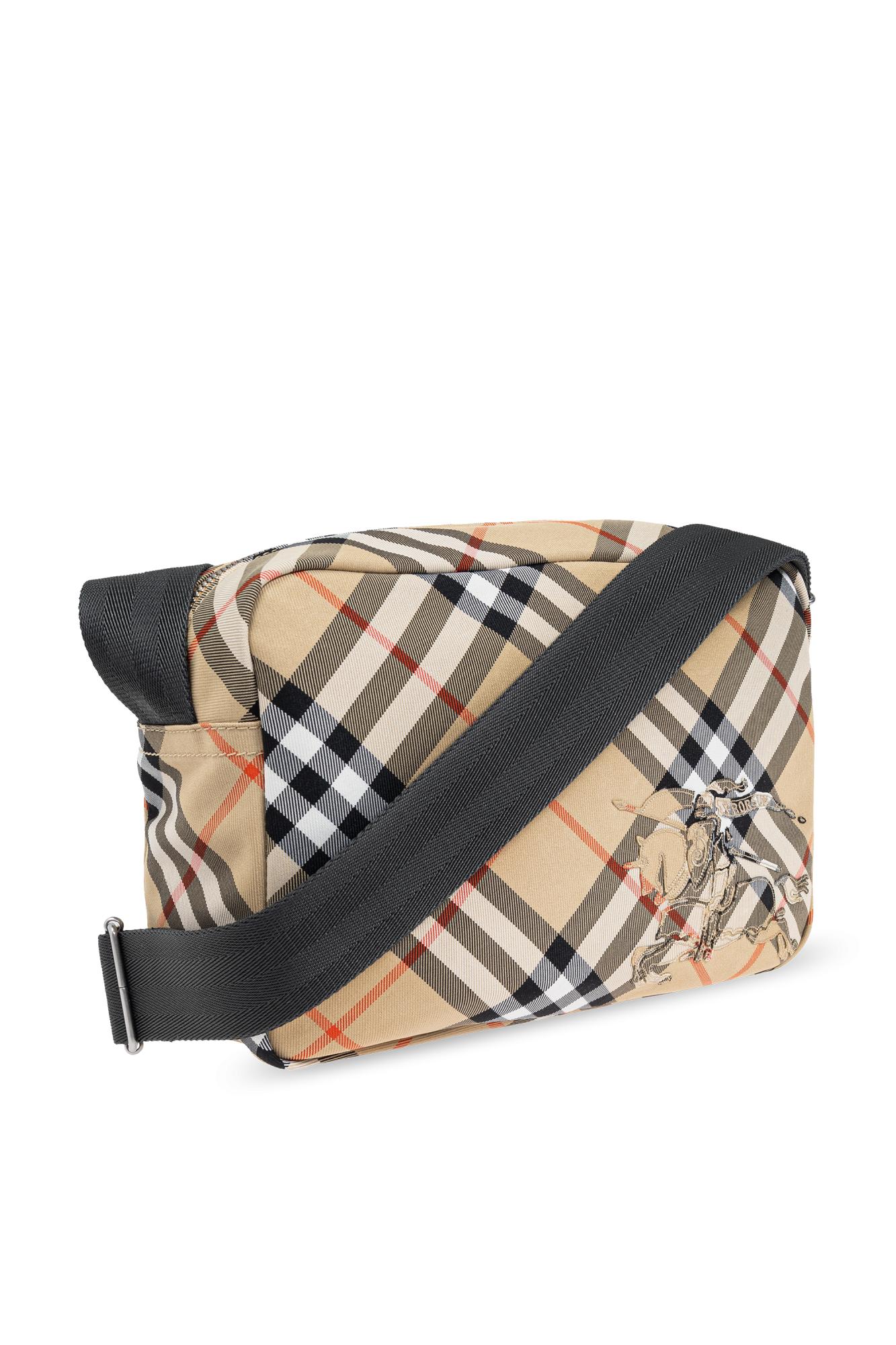 Burberry Check Pattern Shoulder Bag in Black for Men Lyst UK