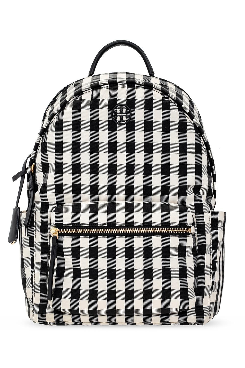 Tory Burch Synthetic Piper Gingham Backpack in Black | Lyst