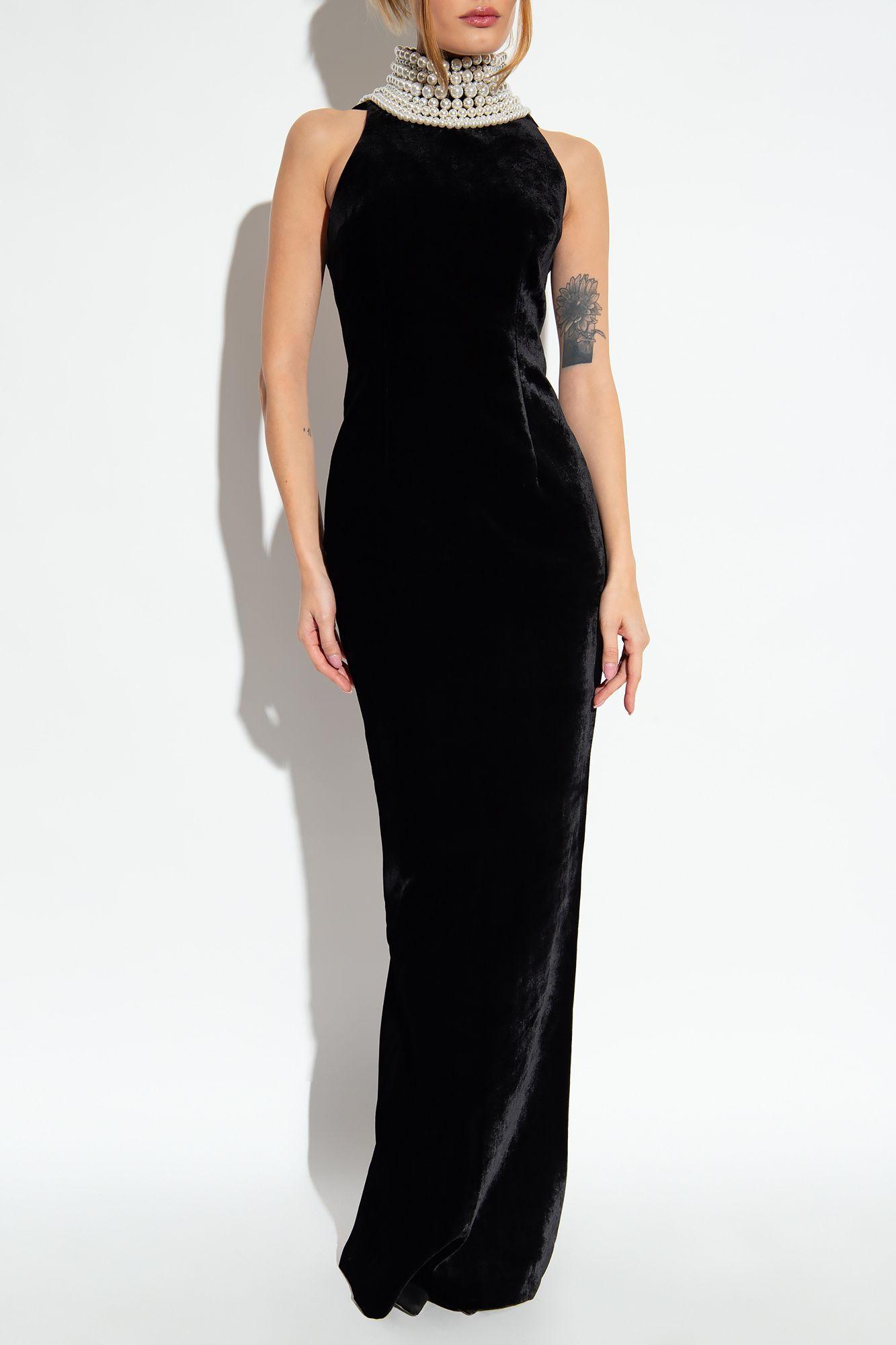 Balmain Velvet Maxi Dress, in Black | Lyst
