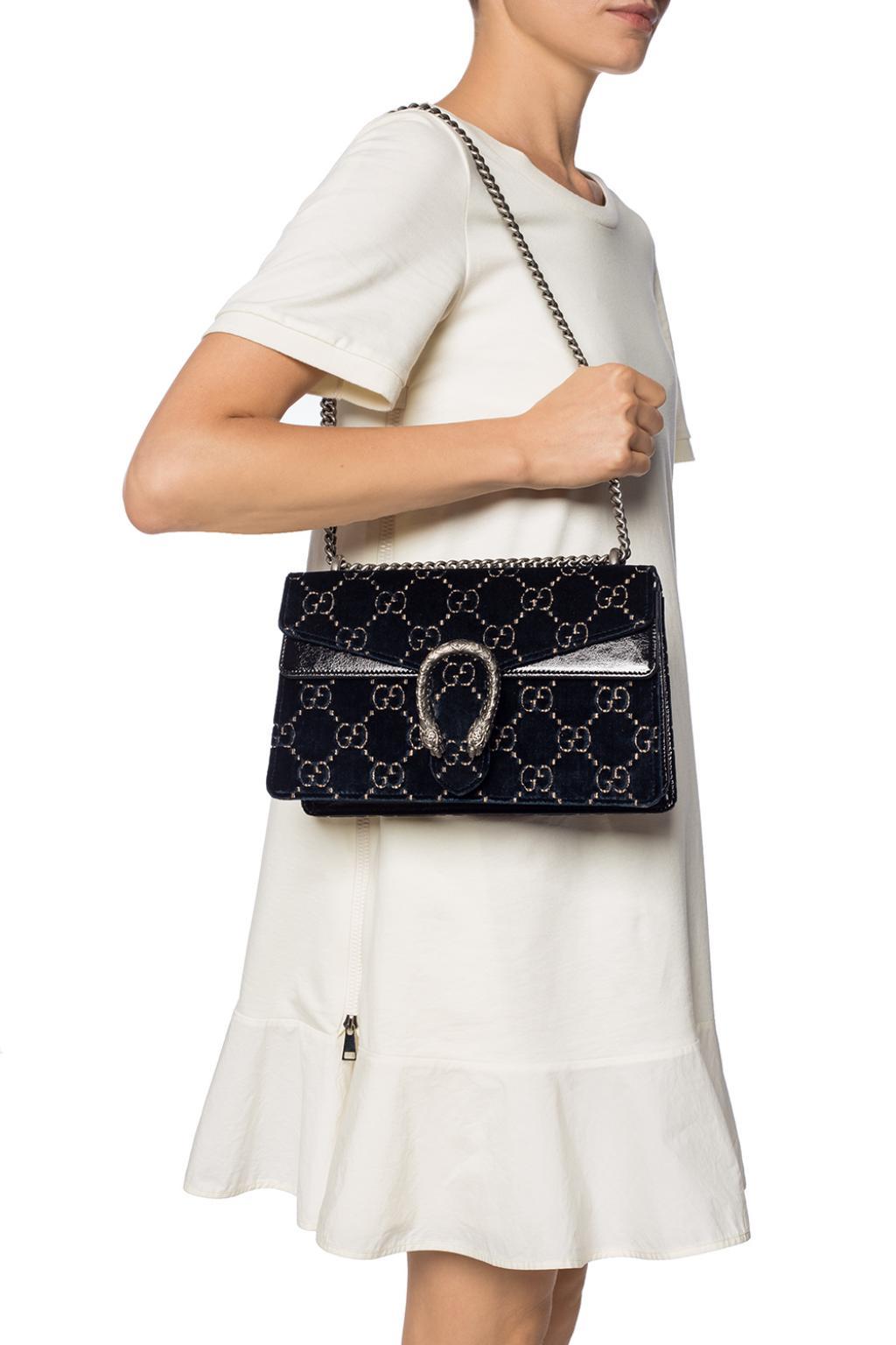 Gucci Dionysus Gg Small Velvet & Leather Shoulder Bag in Blue | Lyst