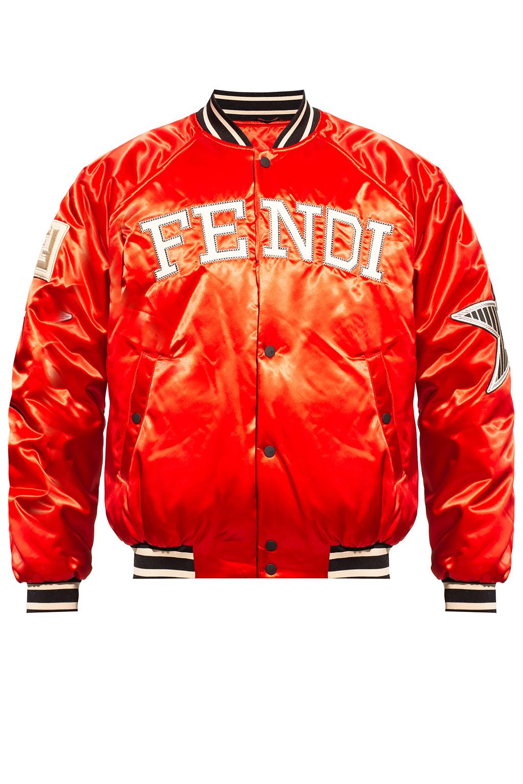 Fendi Bomber Jacket With Logo in Red for Men | Lyst