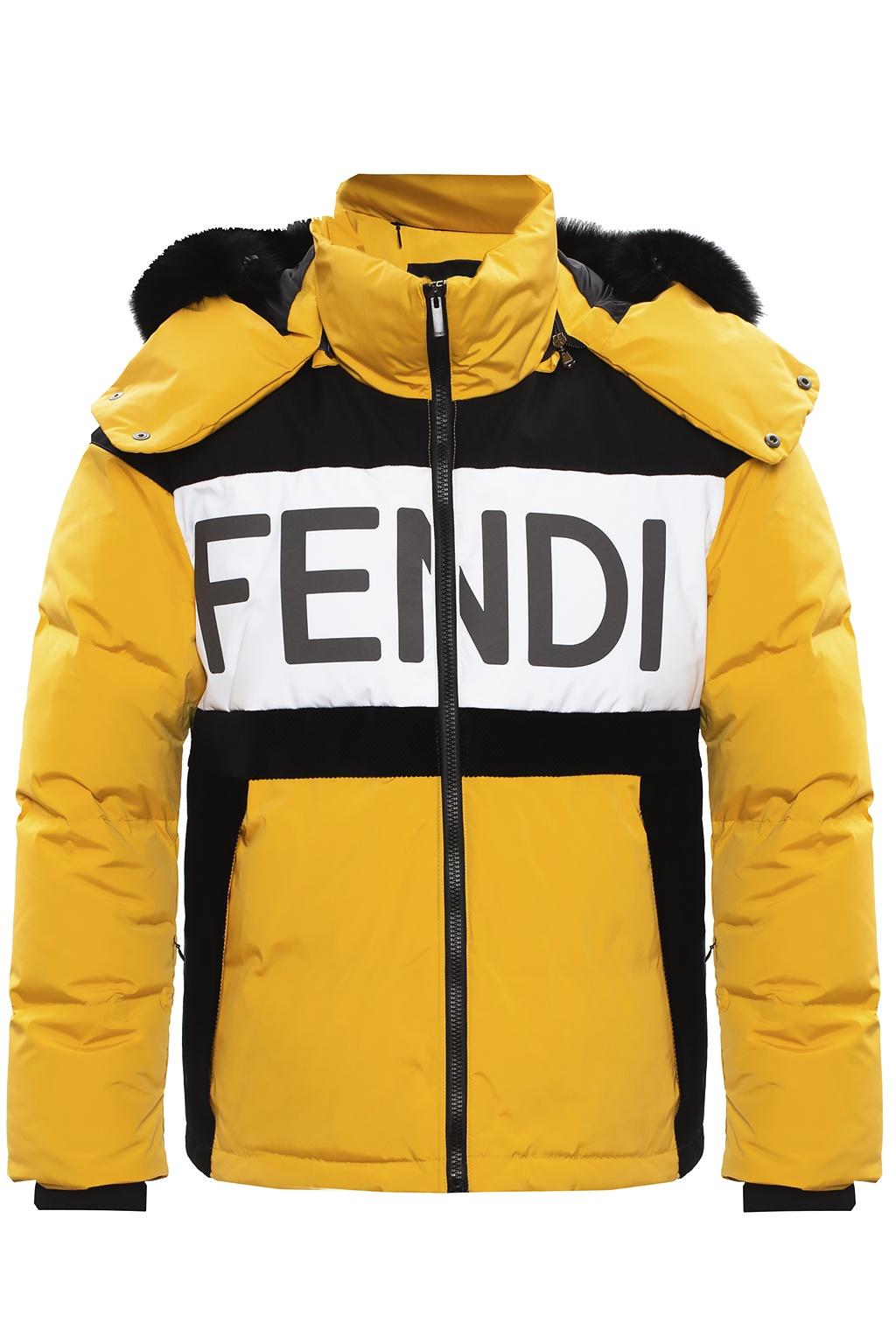 Fendi Quilted Down Jacket in Yellow for Men | Lyst