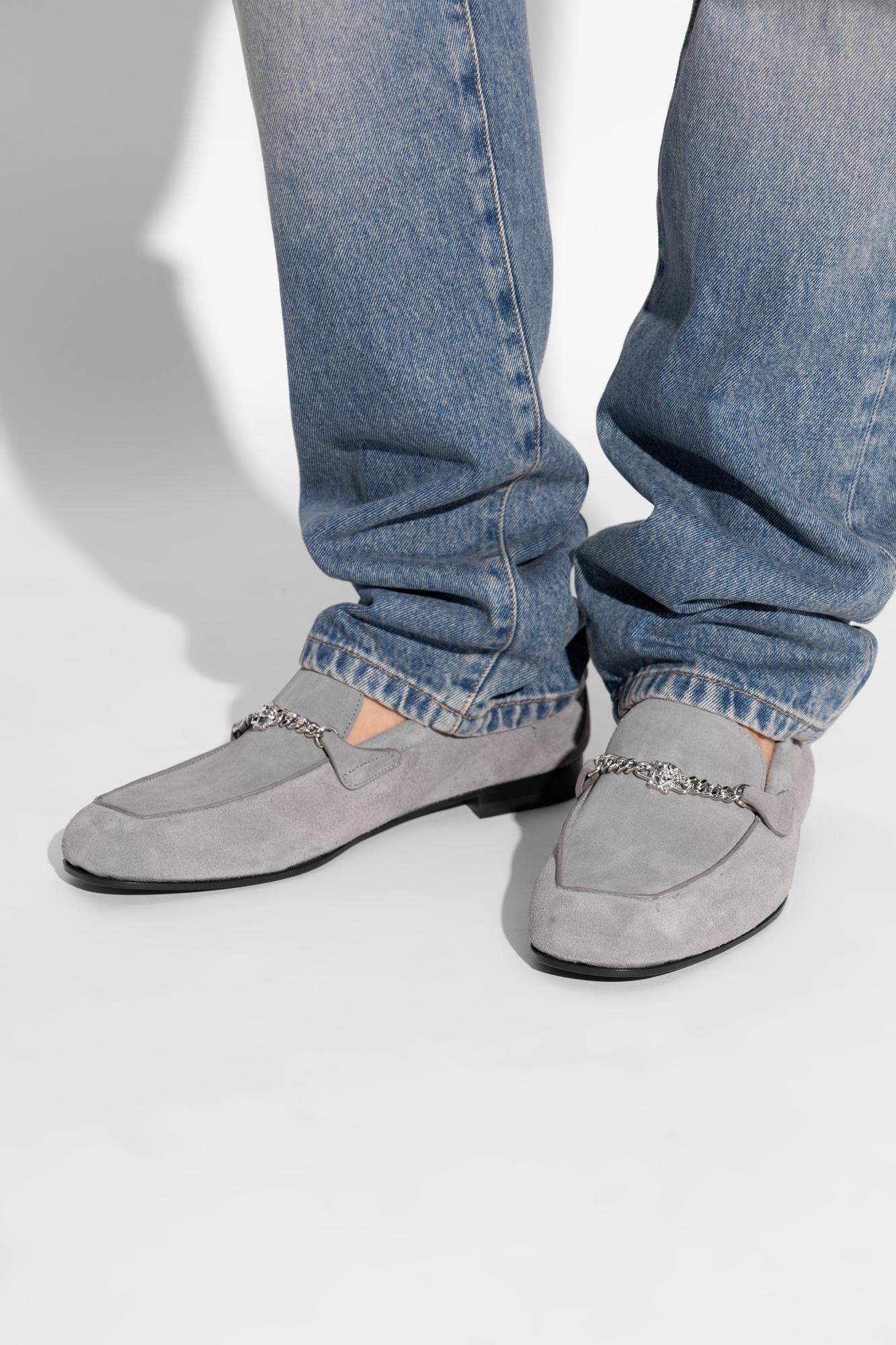 Blue Versace Slip-on shoes for Men | Lyst