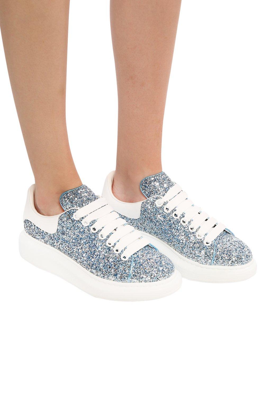 Alexander McQueen Suede 'oversized Sneaker' In Coarse Glitter in Blue | Lyst