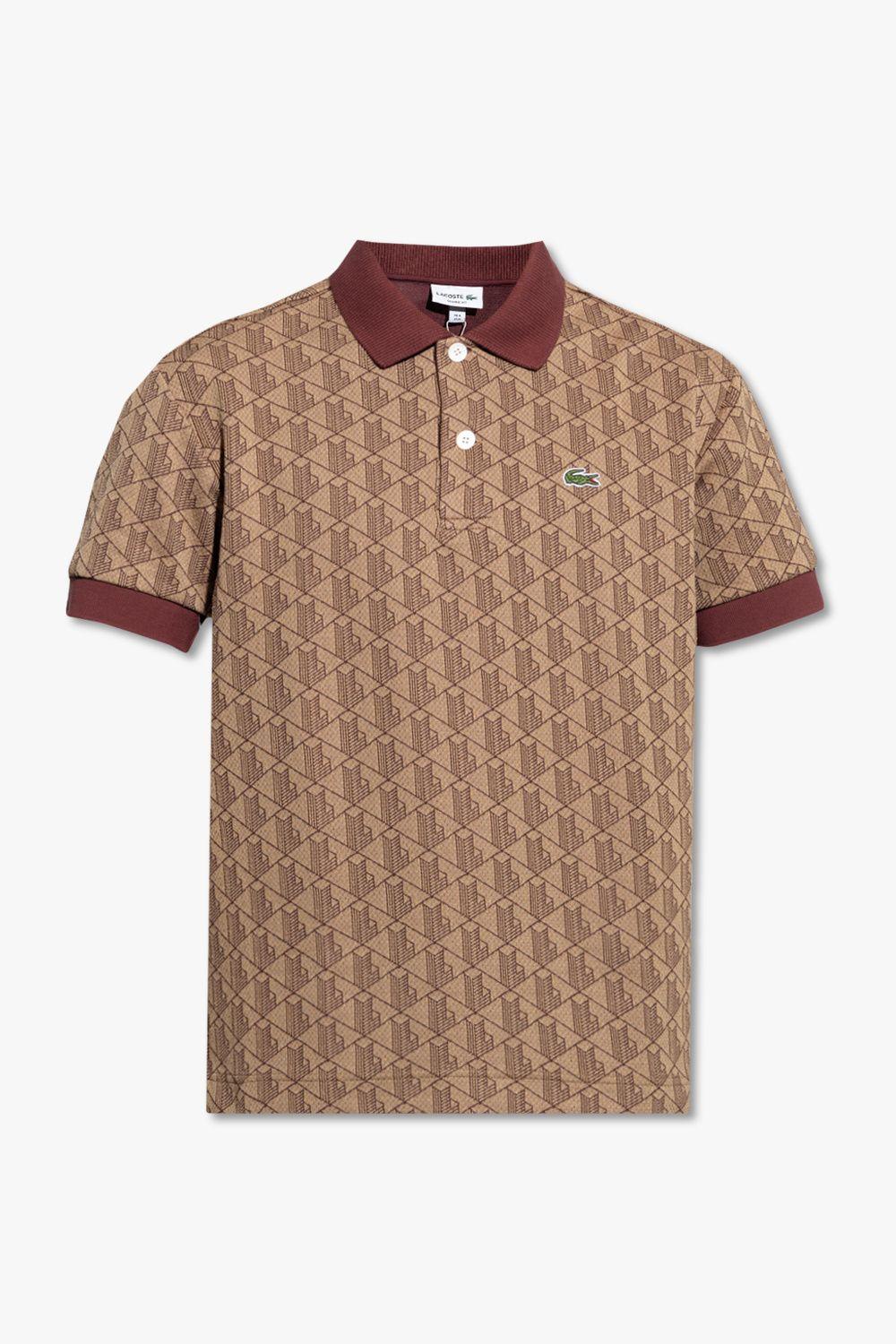 Lacoste All Over Print Polo Shirt in Brown for Men | Lyst