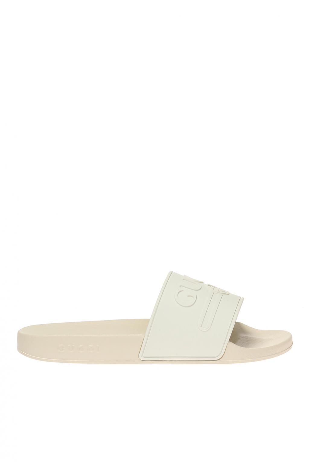 Gucci Slides With Logo in Natural for Men | Lyst