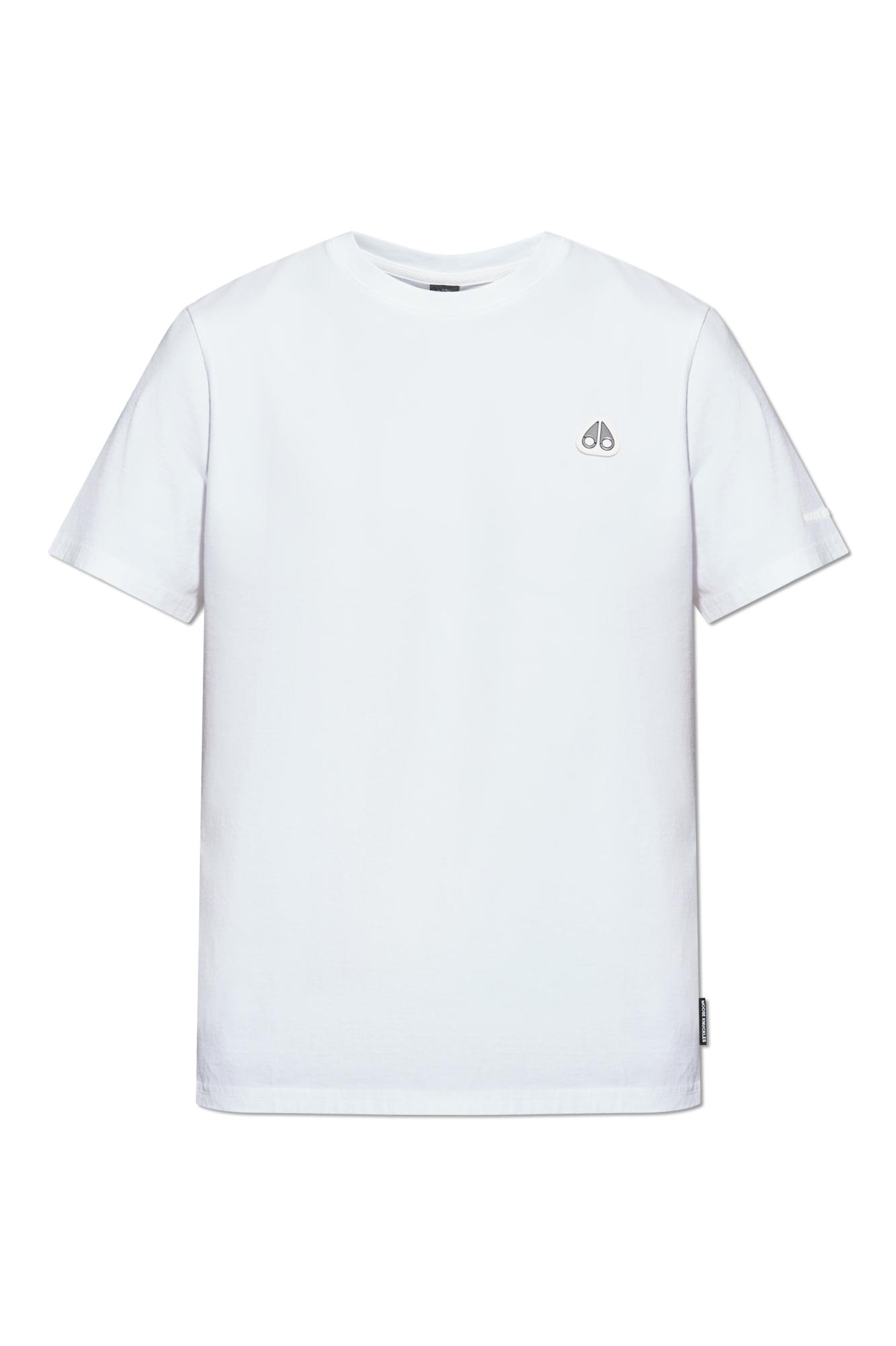MOOSE KNUCKLES｜SHORT-SLEEVED ROUND NECK T-SHIRTS (M14MT Moose Knuckles Women's MixMedia T-Shirt with Soft Cotton