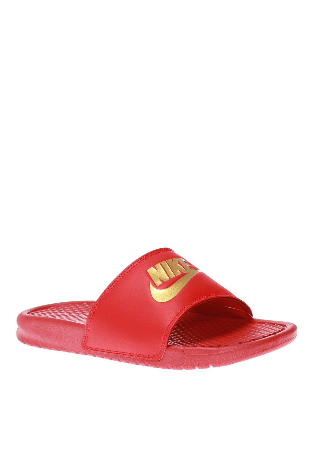 Nike Synthetic Benassi Just Do It Athletic Sandal in University  Red/Metallic Gold (Red) for Men | Lyst