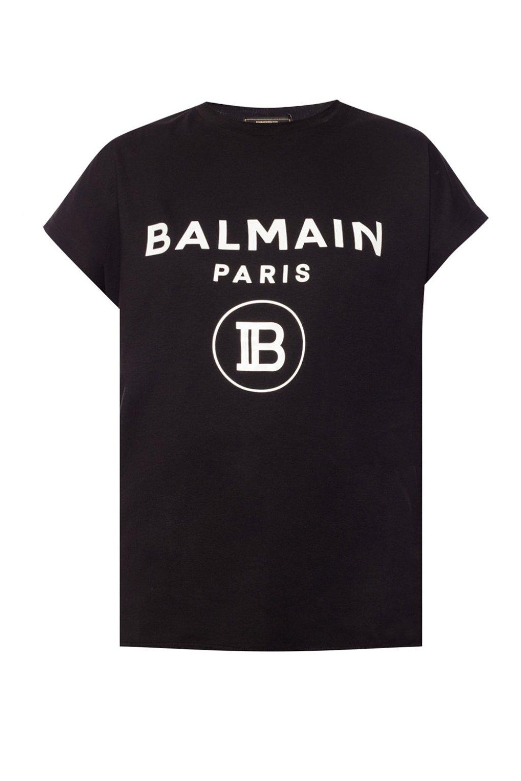 Balmain Cotton Black T-shirt With Print - Lyst