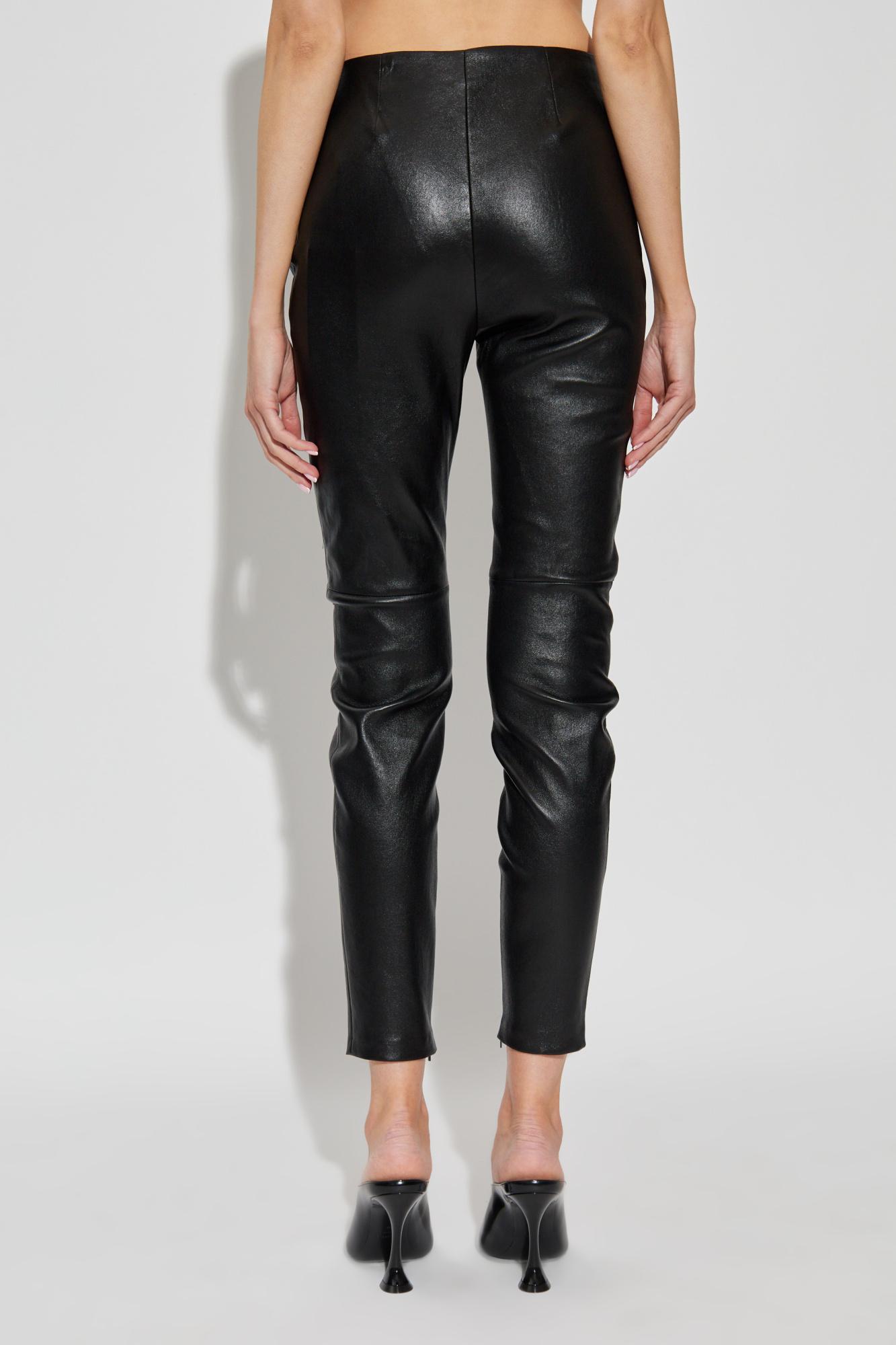 〈 VERSACE 〉faux leather straight pants VERSACE Leather straight-leg pants | NET-A-PORTER