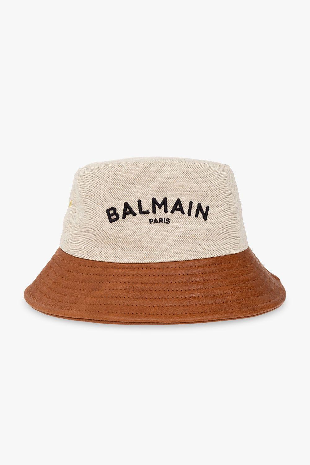 Balmain Black & Off-White Monogram Bucket Hat Balmain