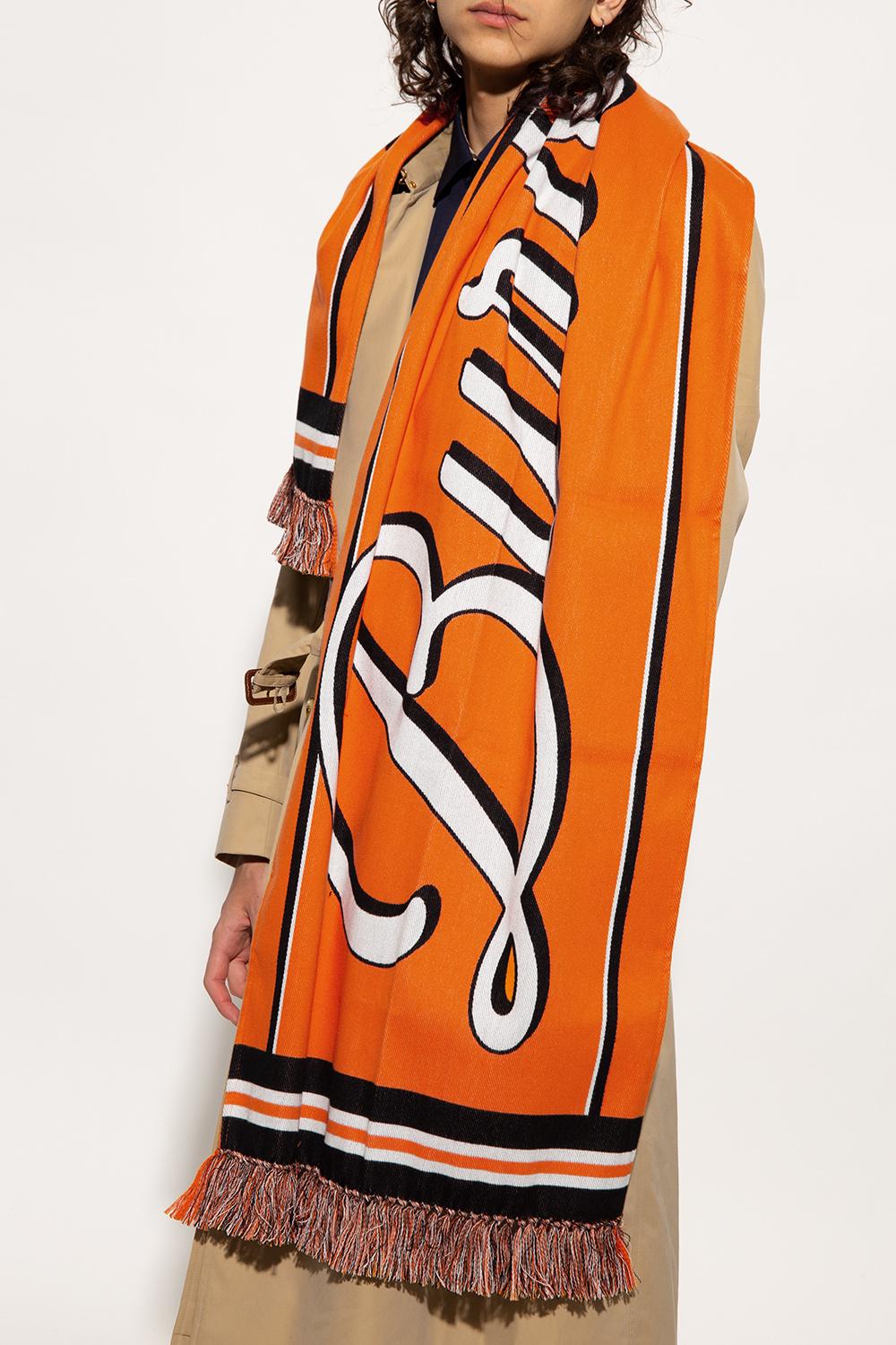 Burberry Scarf With Logo in Orange | Lyst