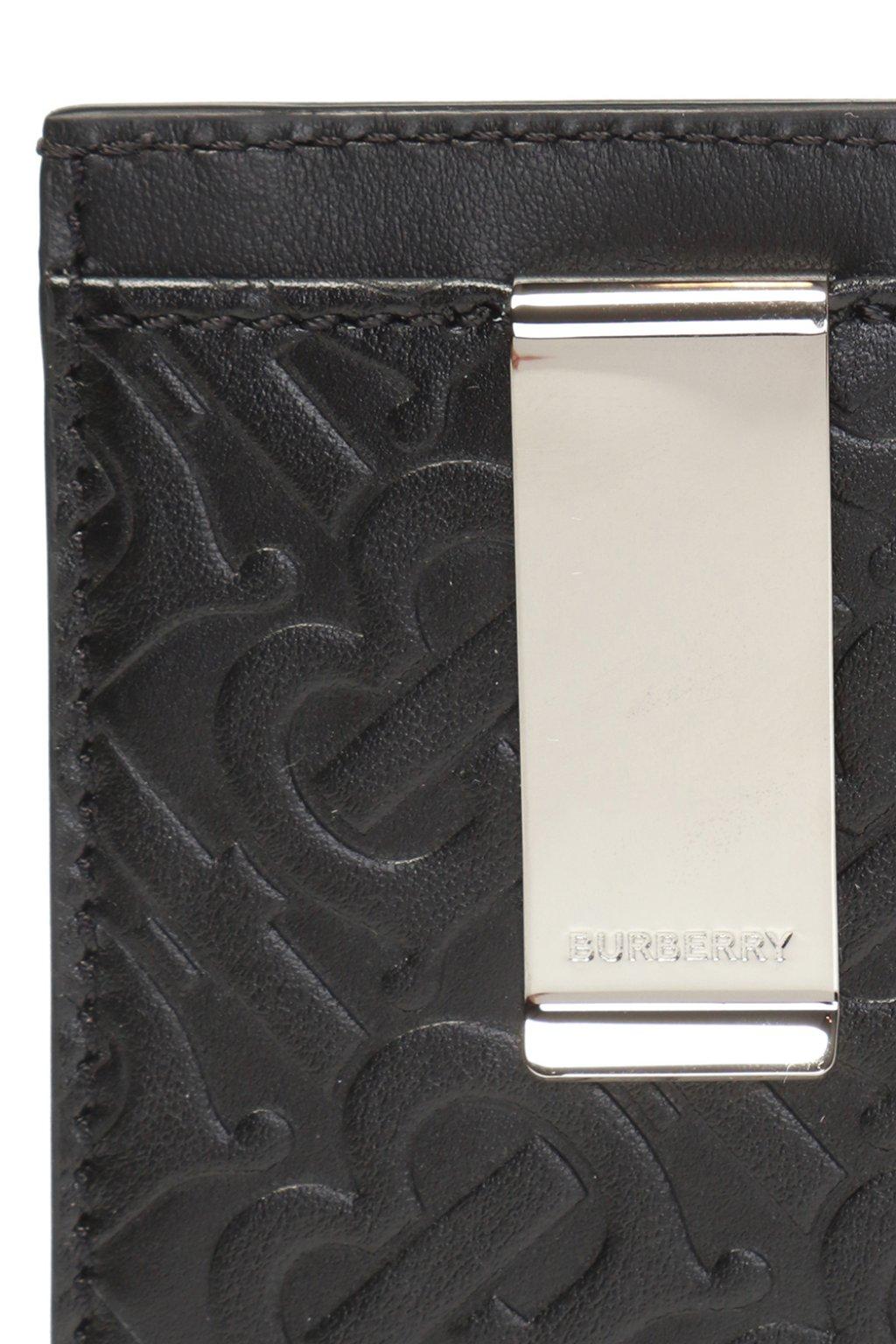 Burberry Leather Money Clip Card Case in Black for Men Lyst