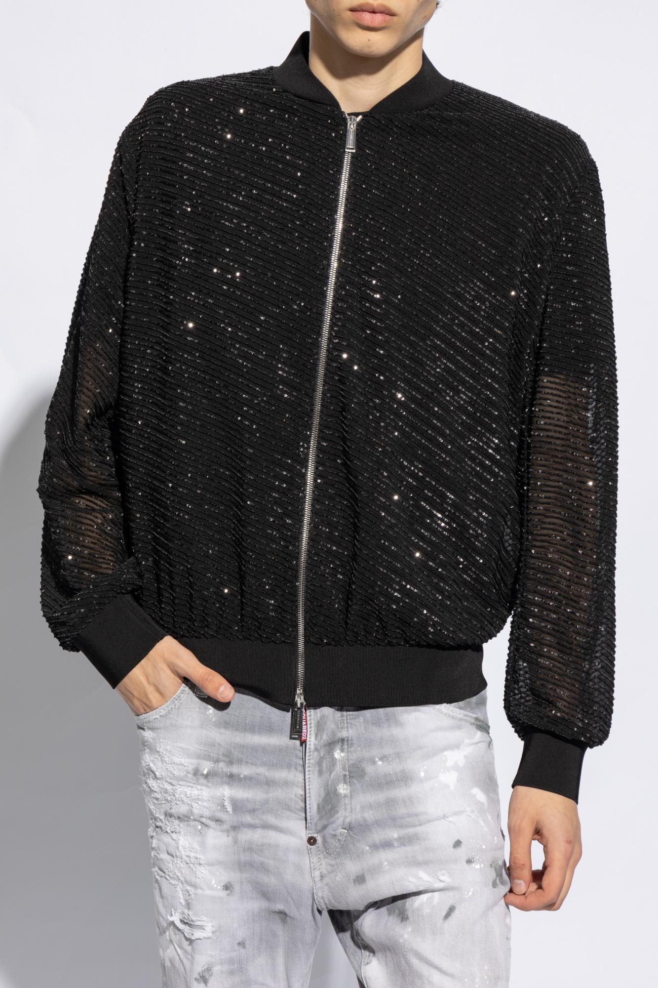 Mens black sequin bomber jacket online