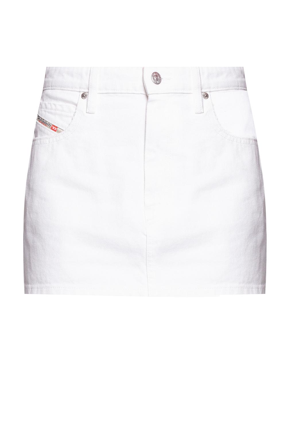 DIESEL Denim Skirt With Logo in White | Lyst
