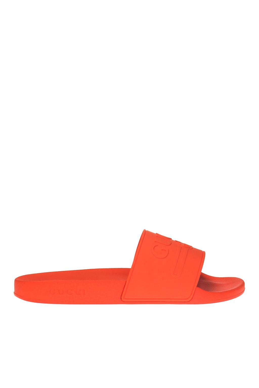 orange gucci flip flops
