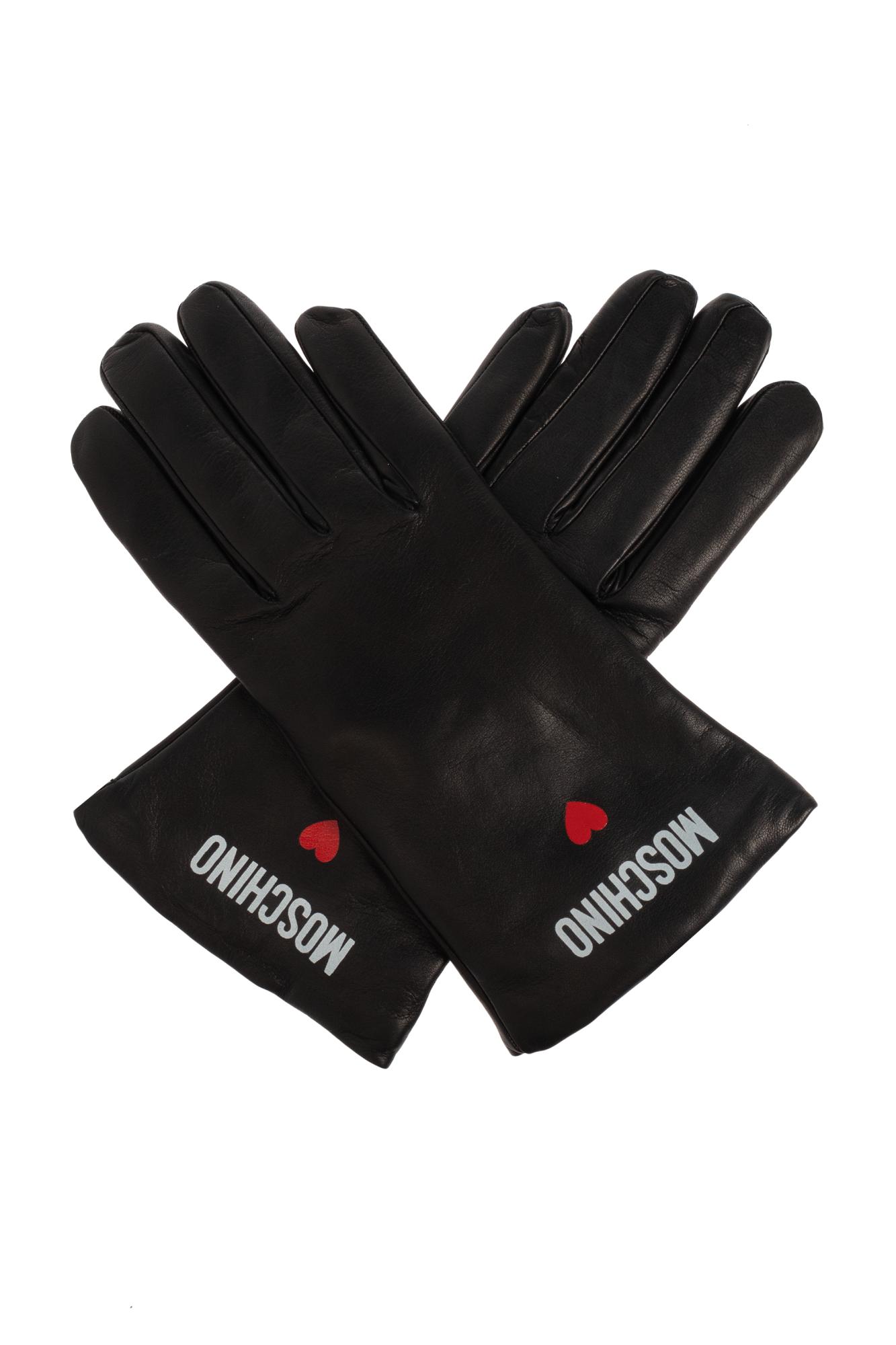 MOSCHINO レザー手袋 黒 Moschino Gloves for Women | Online Sale up to 50% off | Lyst