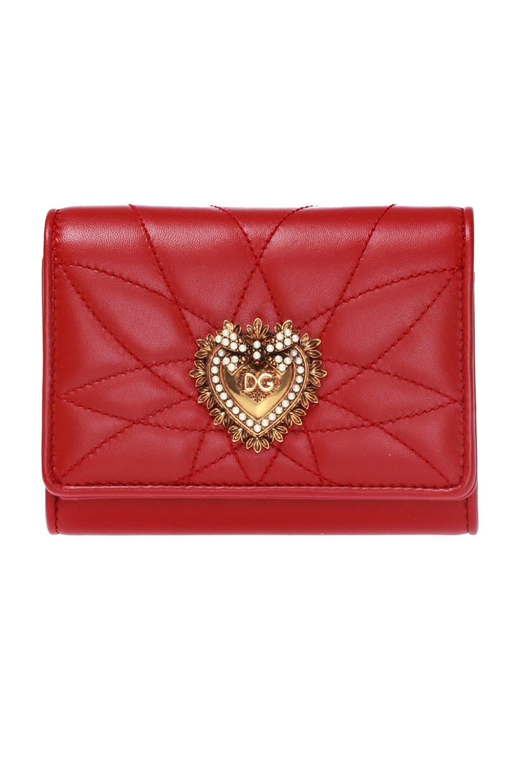 Dolce & Gabbana Leather 'devotion' Quilted Wallet in Red - Lyst