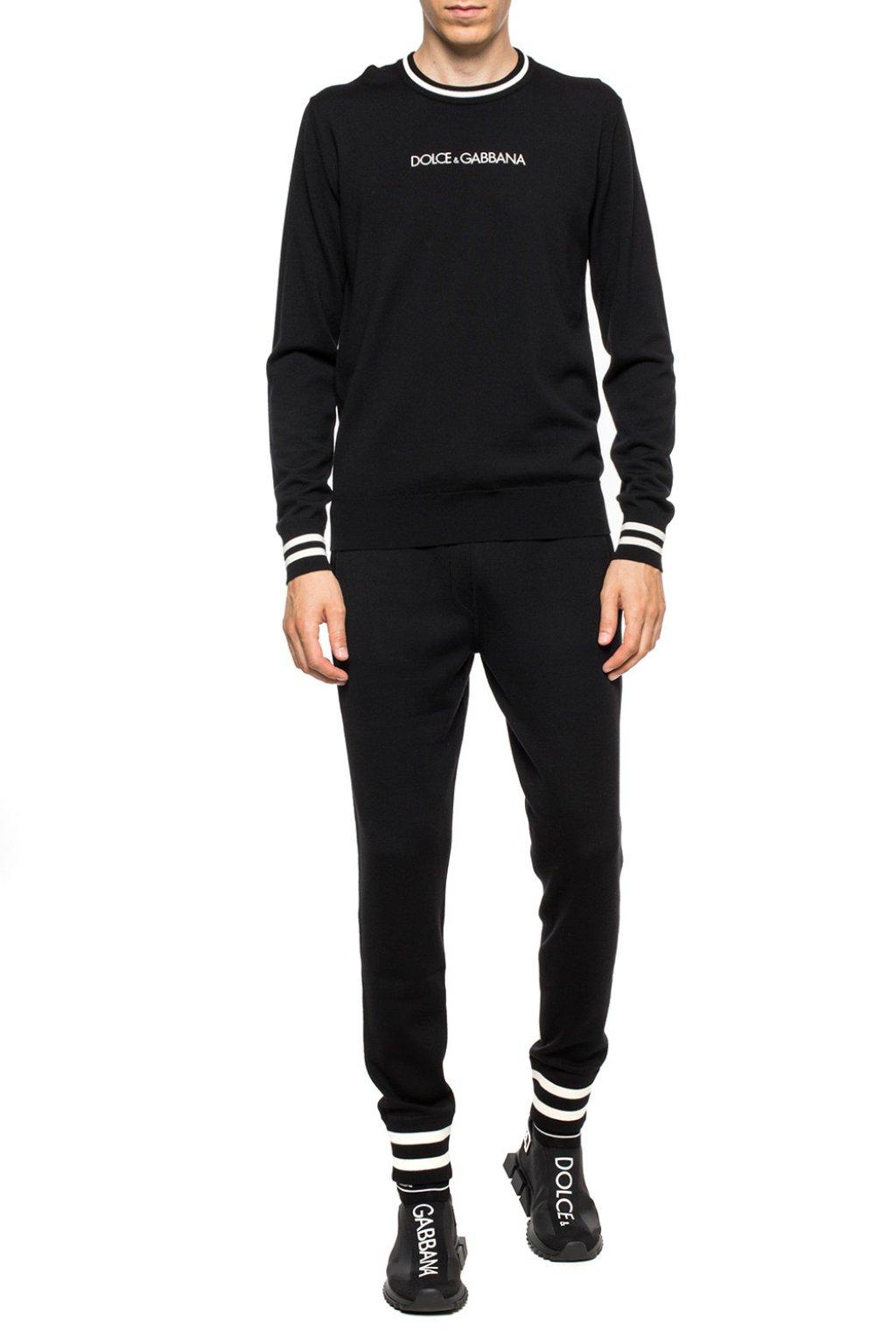Dolce & Gabbana Wool Striped Sweatpants in Black for Men - Lyst