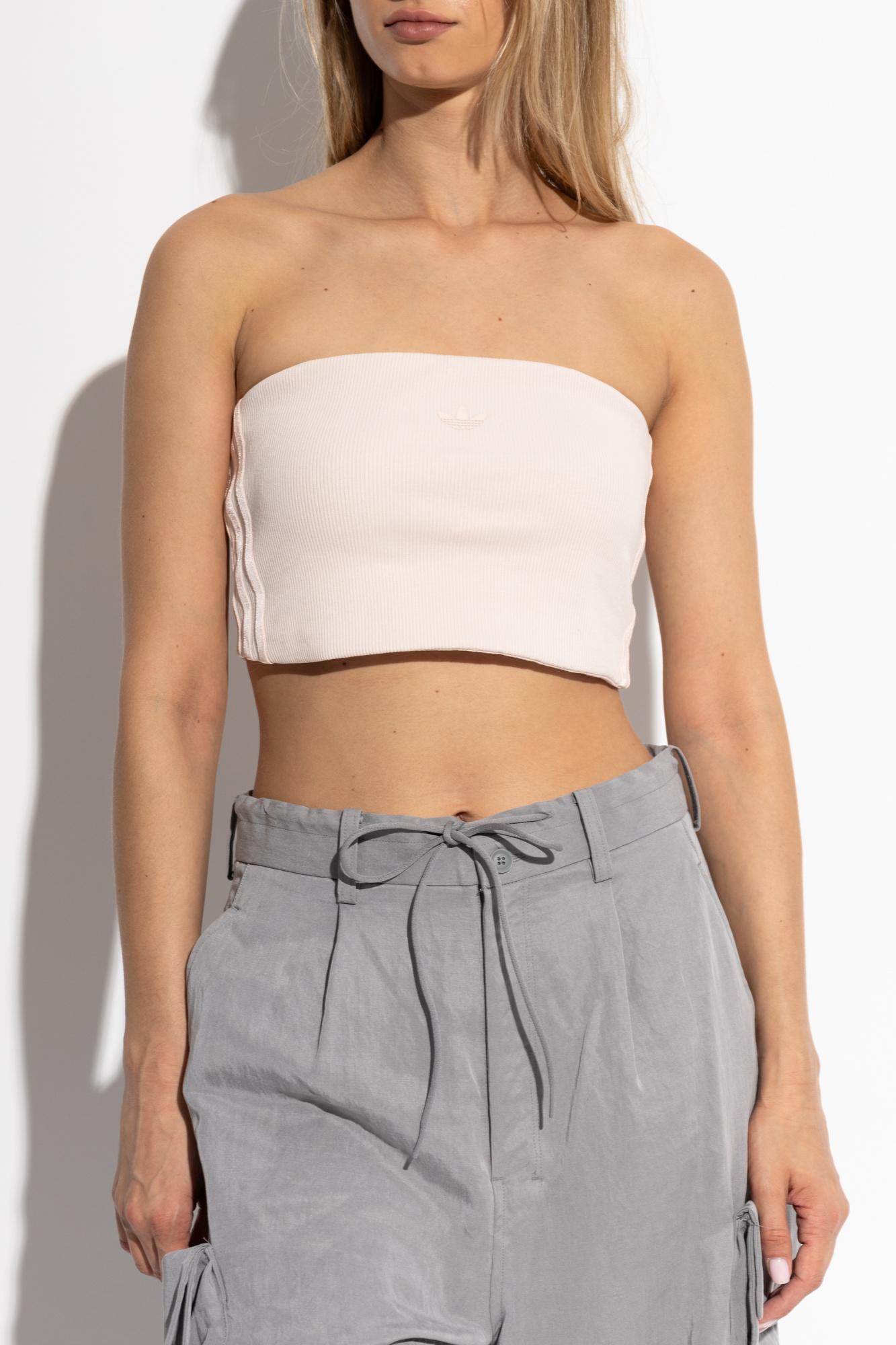 adidas Originals Ribbed Off Shoulder Branded Top in Pink Lyst UK
