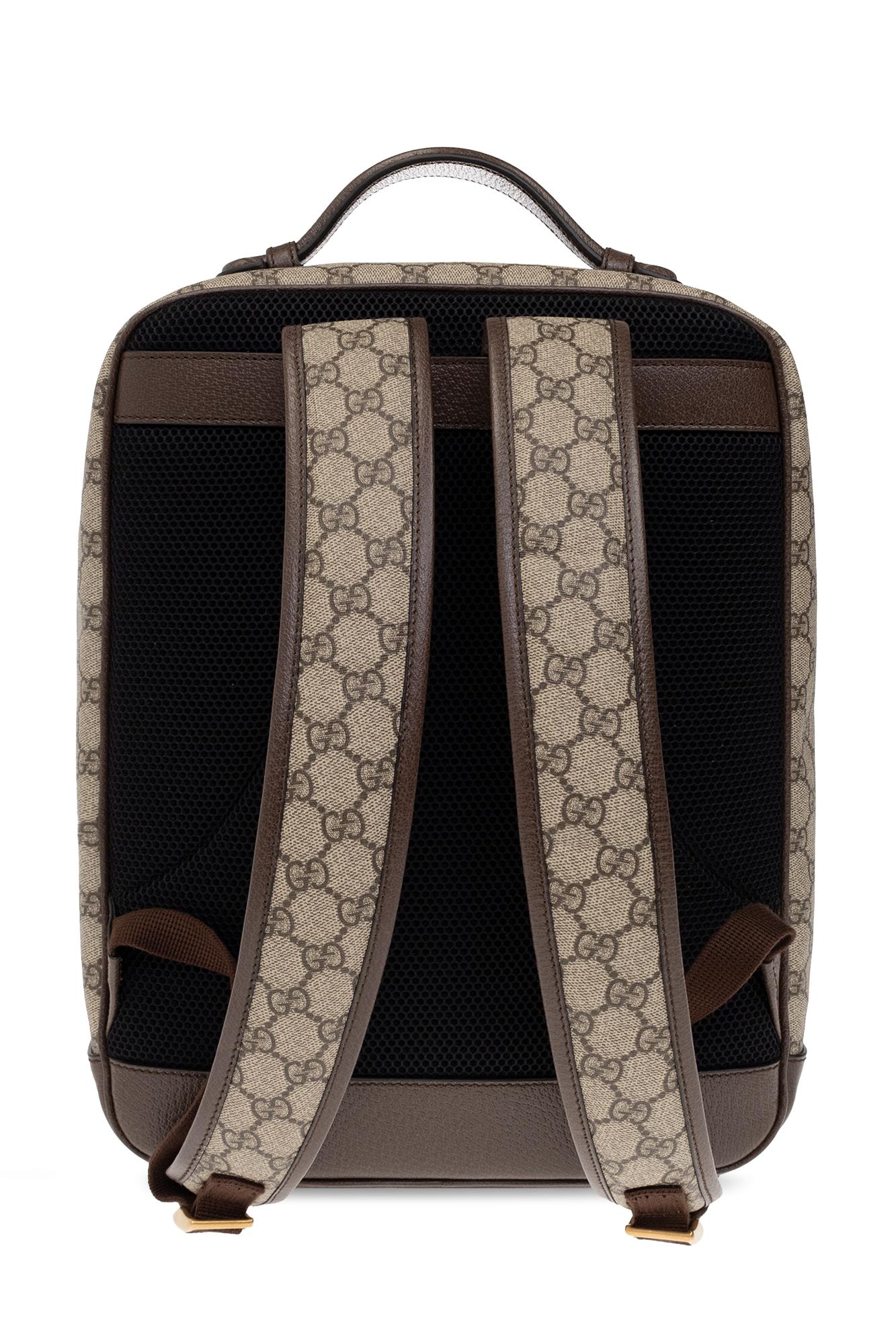 Ophidia GG medium backpack in beige and blue GG Supreme