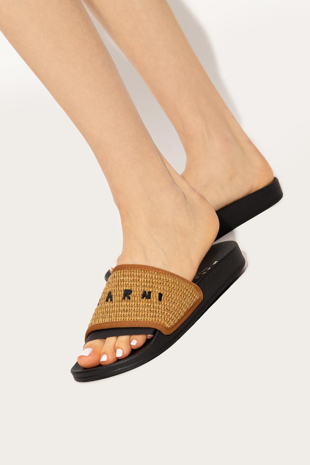 Marni Slides With Logo in Natural Lyst