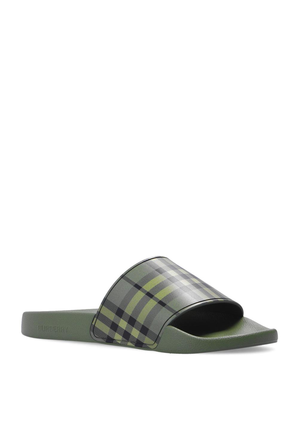Burberry check slides discount