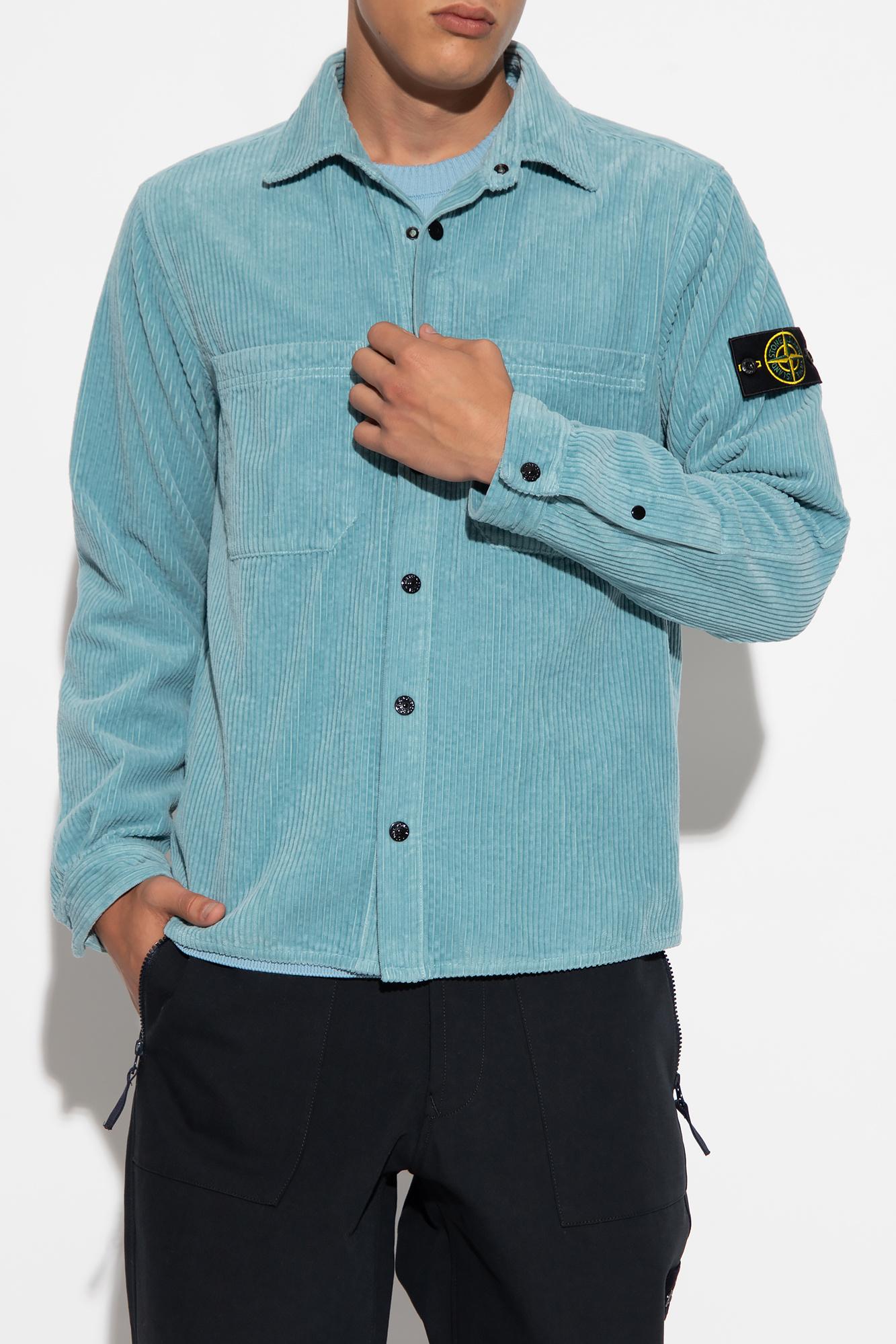 Stone Island Corduroy Shirt With Logo in Blue for Men | Lyst UK