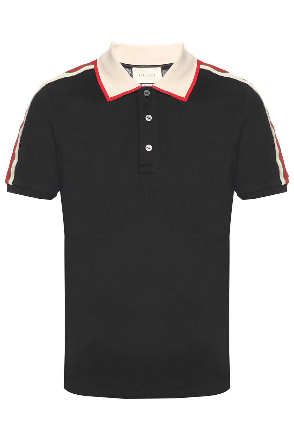 Gucci Taped Logo Polo Shirt in Black for Men | Lyst UK