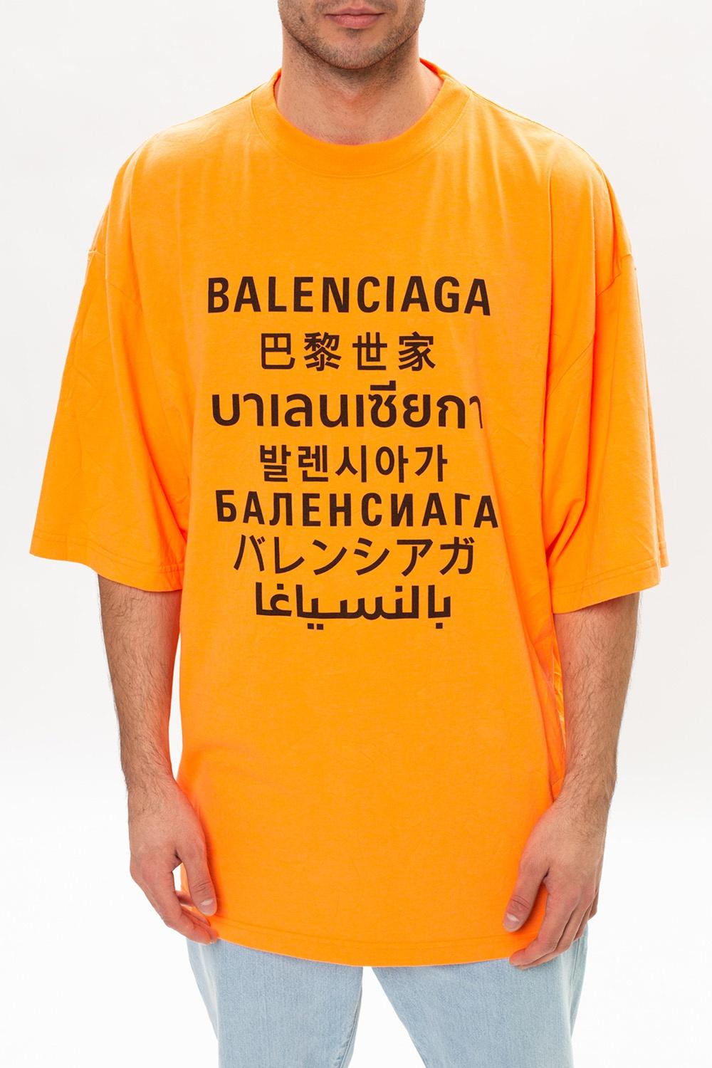 balenciaga neon orange t shirt