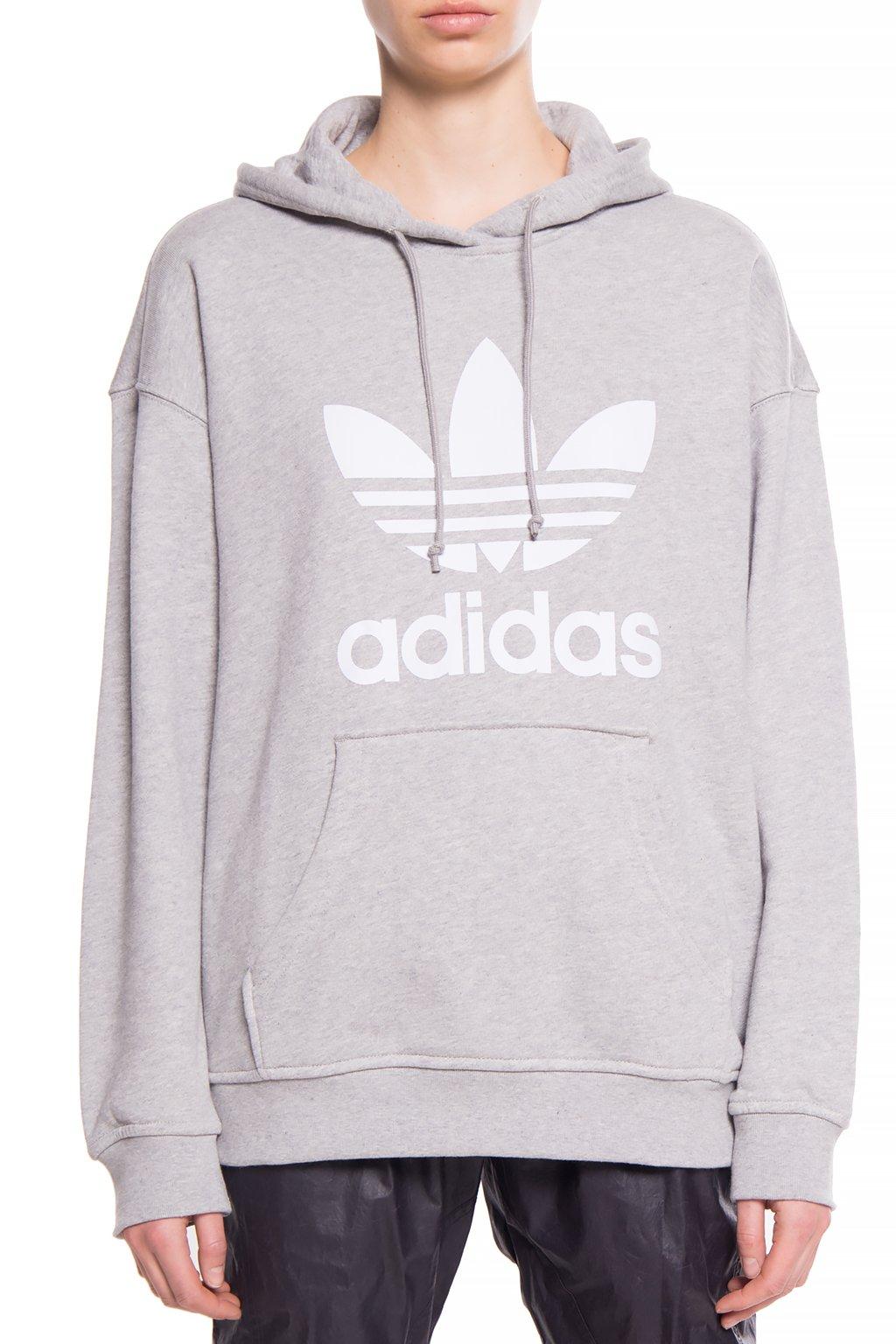 adidas originals adicolor trefoil hoodie in grey