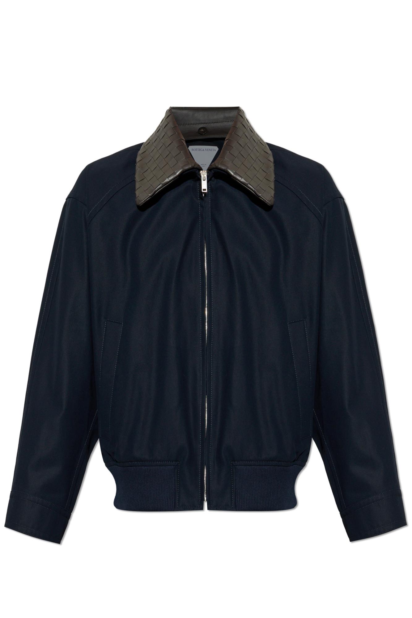 Bottega Veneta Jacket With Leather Collar in Blue for Men | Lyst