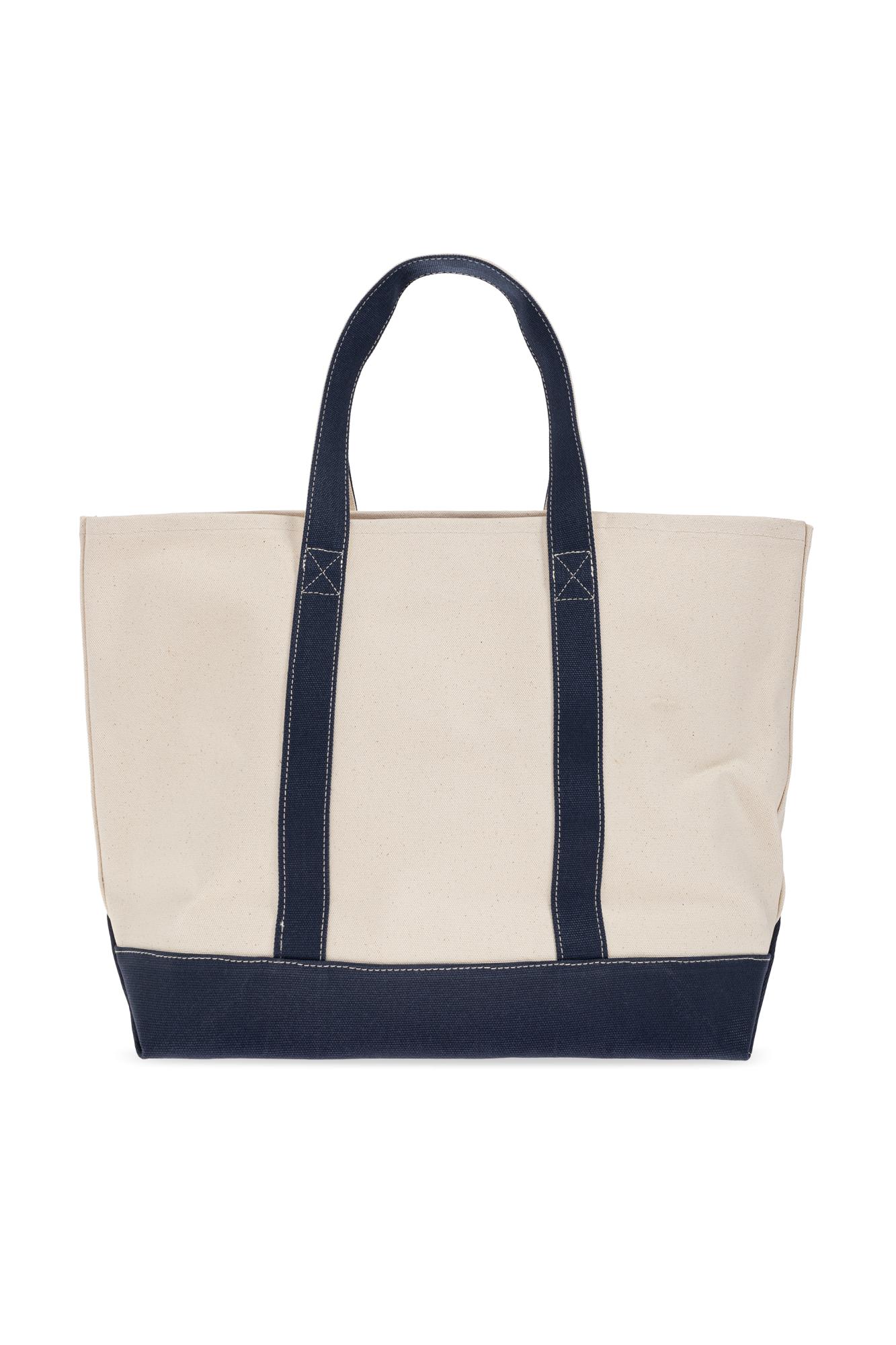 Sporty & Rich カントリークラブ トートバッグ Cream/Navy Crossbody bags Sporty & Rich Varsity Crest Two Tone Tote Bag