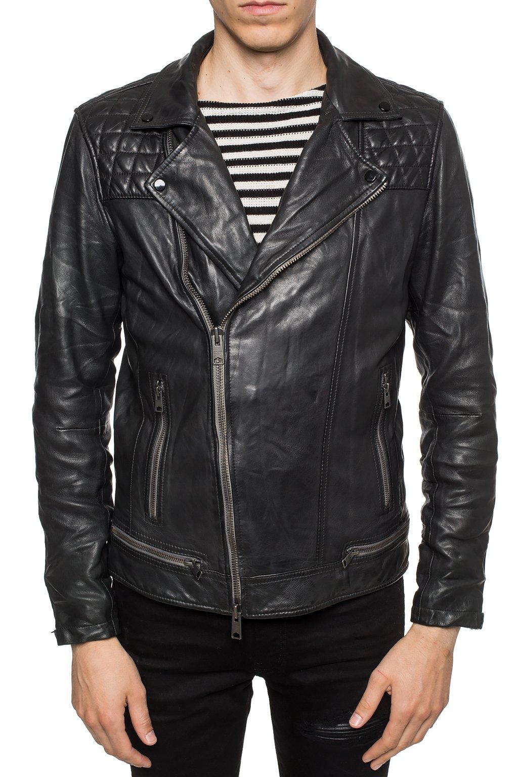 AllSaints 'conroy' Leather Jacket in Black for Men - Lyst