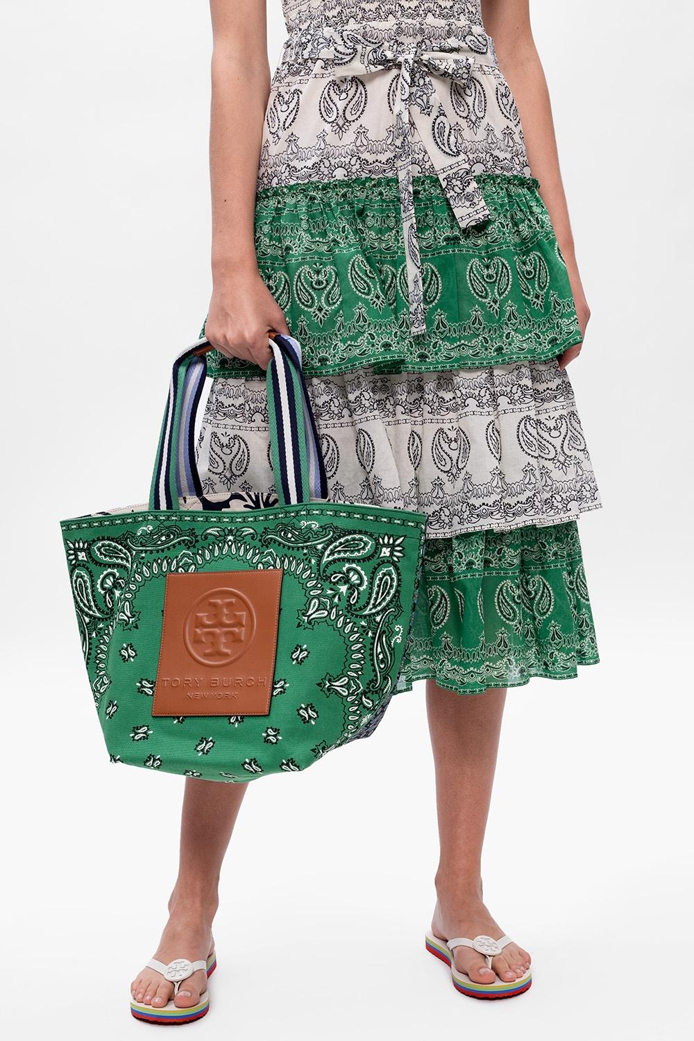 Tory Burch Gracie Reversible Printed Canvas Tote Bag in Green | Lyst