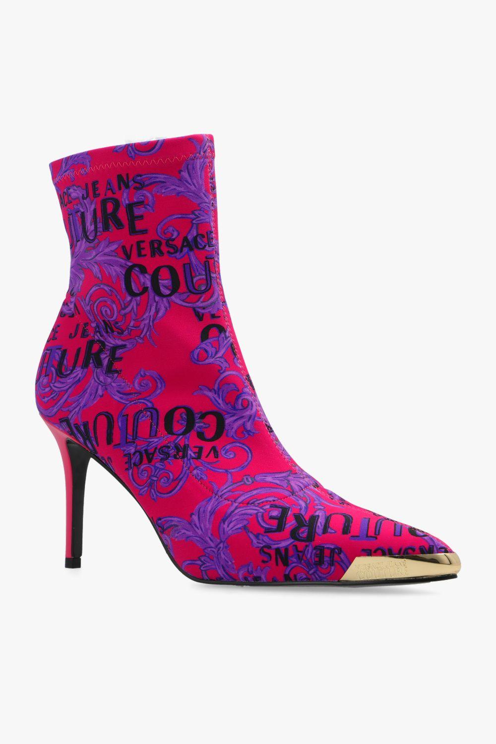 Versace Jeans Couture 'scarlett' Heeled Ankle Boots in Pink | Lyst