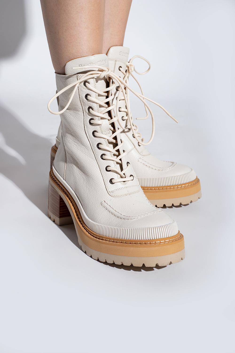See By Chloé 'mahalia' Heeled Ankle Boots in White | Lyst