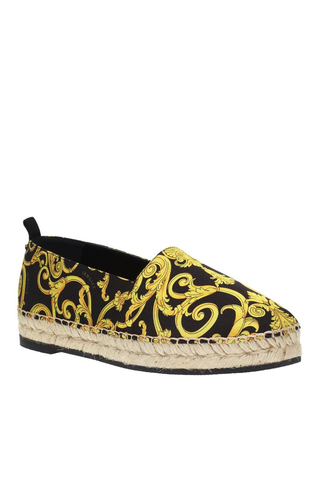 Versace Black And Yellow Tribute Leather Espadrilles - Save 61% - Lyst