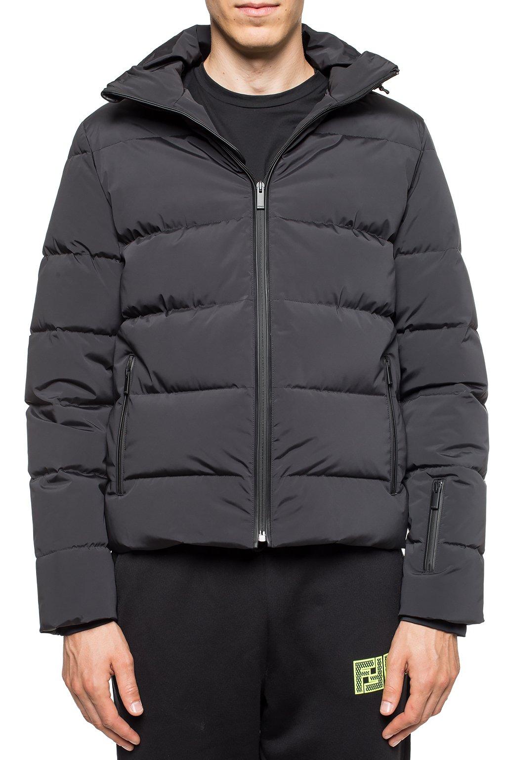 Fendi Synthetic Quilted Down Jacket With Logo in Black for Men - Lyst
