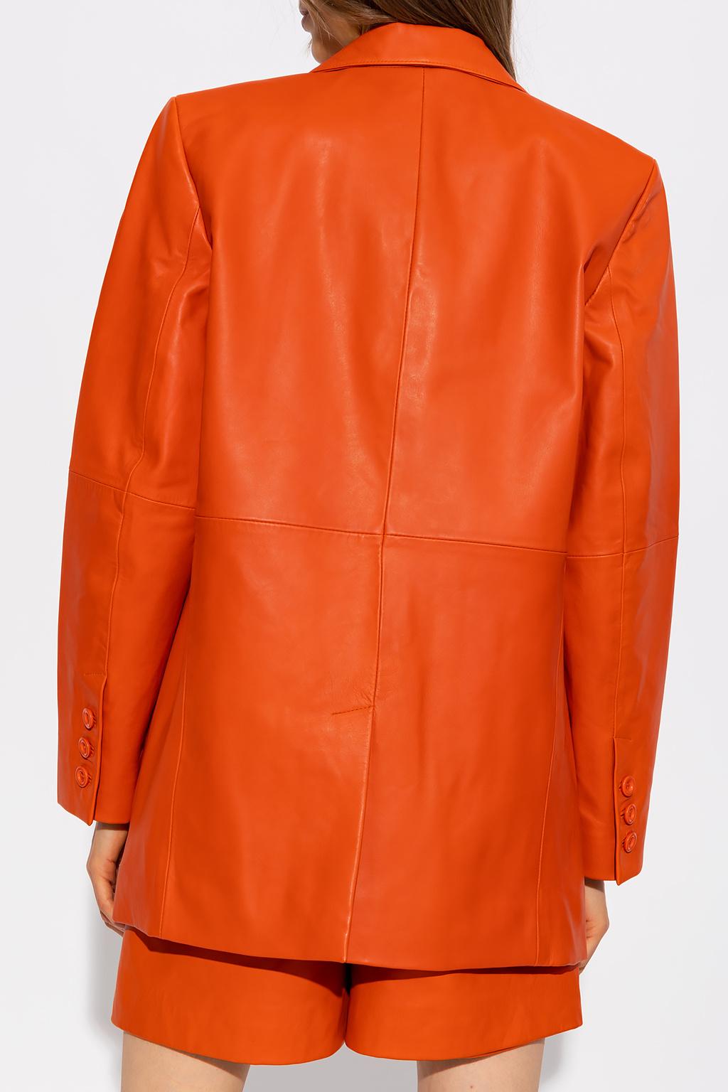 Gestuz 'ronda Gz' Leather Blazer in Orange | Lyst
