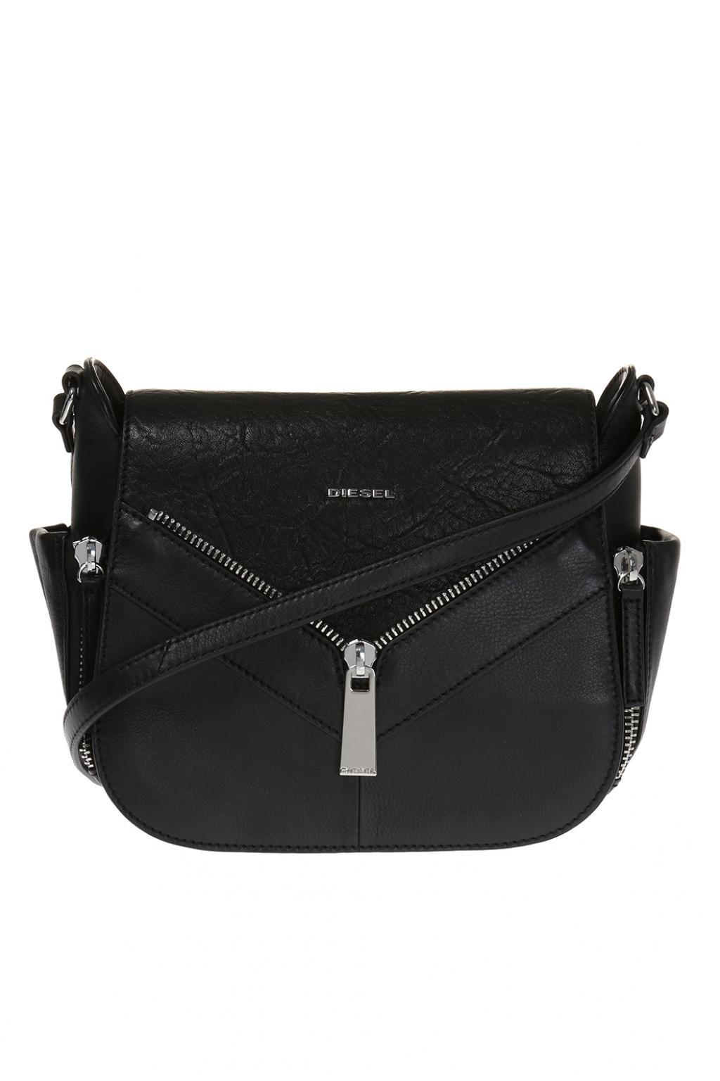 DIESEL Leather 'leclaritha' Shoulder Bag in Black Lyst