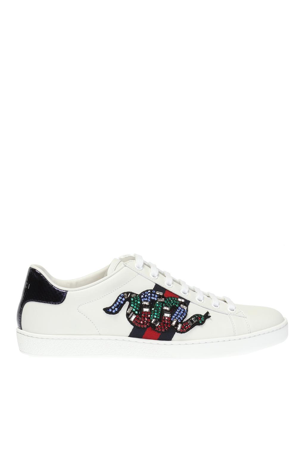 Get used to Bonus boy Gucci 'ace' Snake Motif Sneakers in White | Lyst