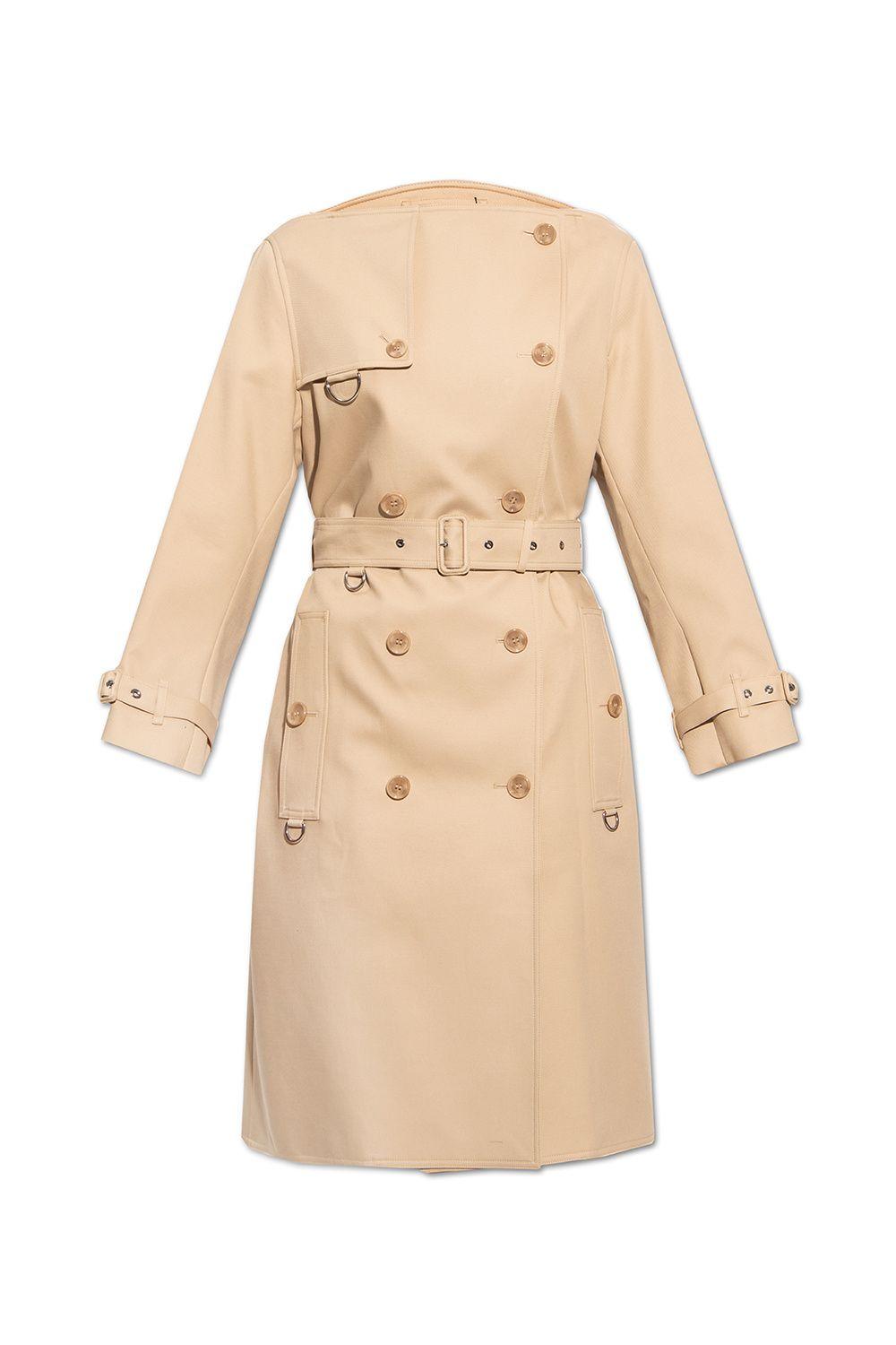 Burberry Boat Neck Trench Coat in Natural | Lyst