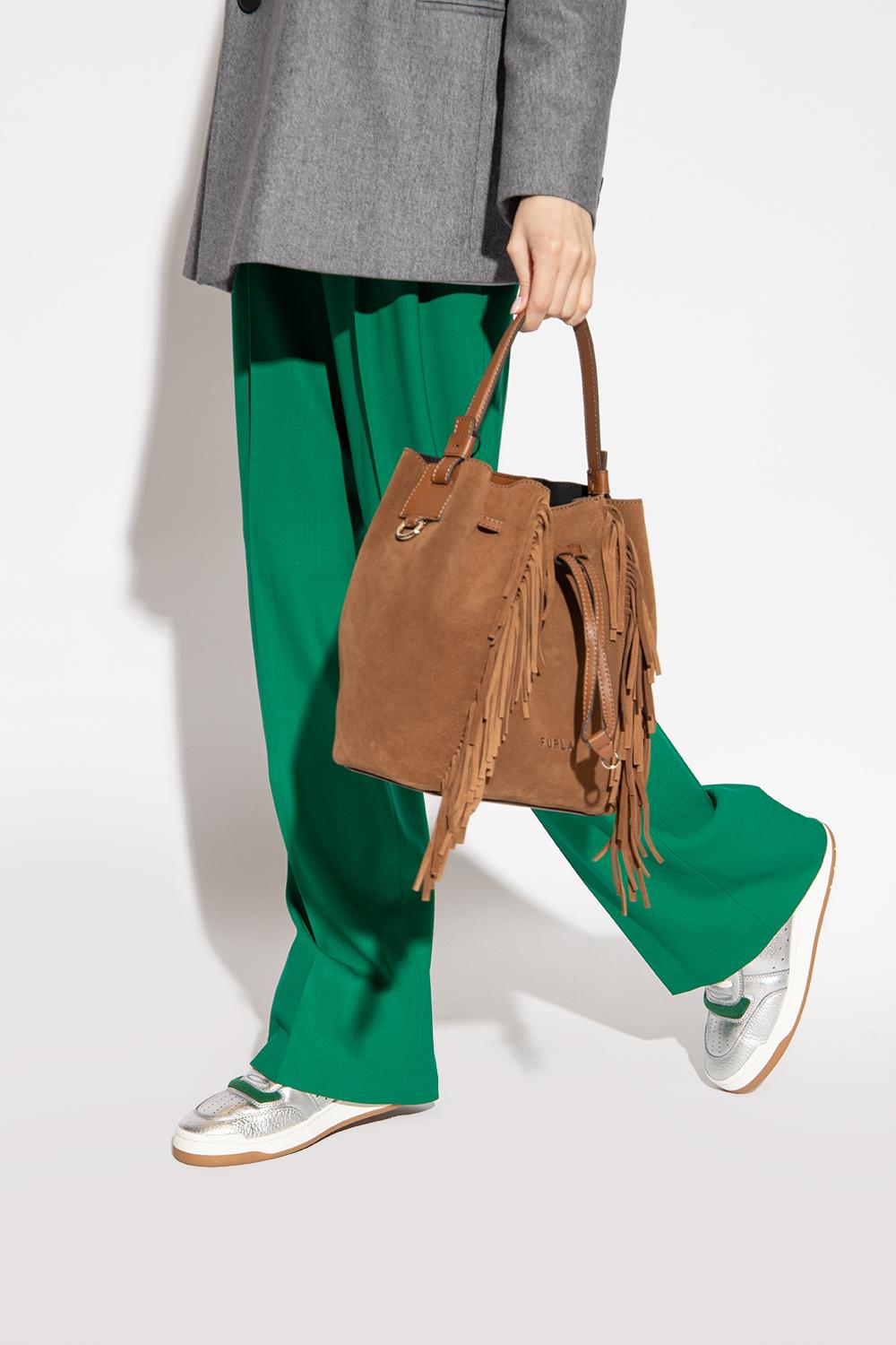 Furla Miastella Small Leather Bucket Bag in Green