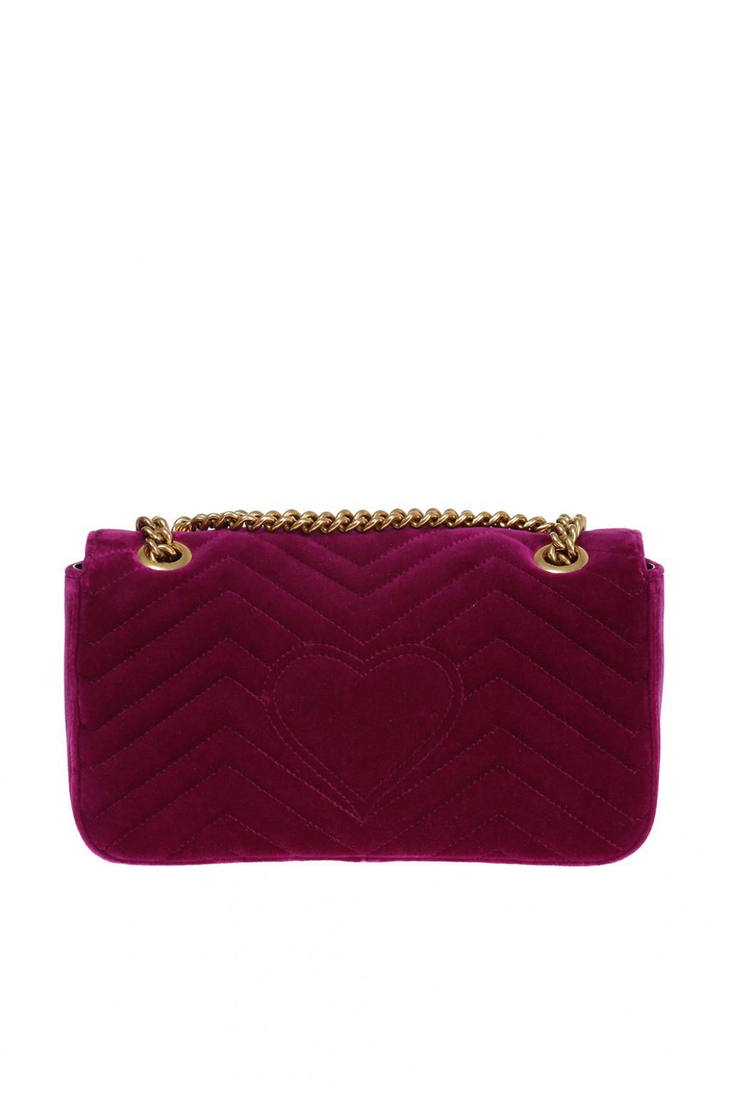 Gucci 'GG Marmont' Velvet Shoulder Bag in Purple - Lyst